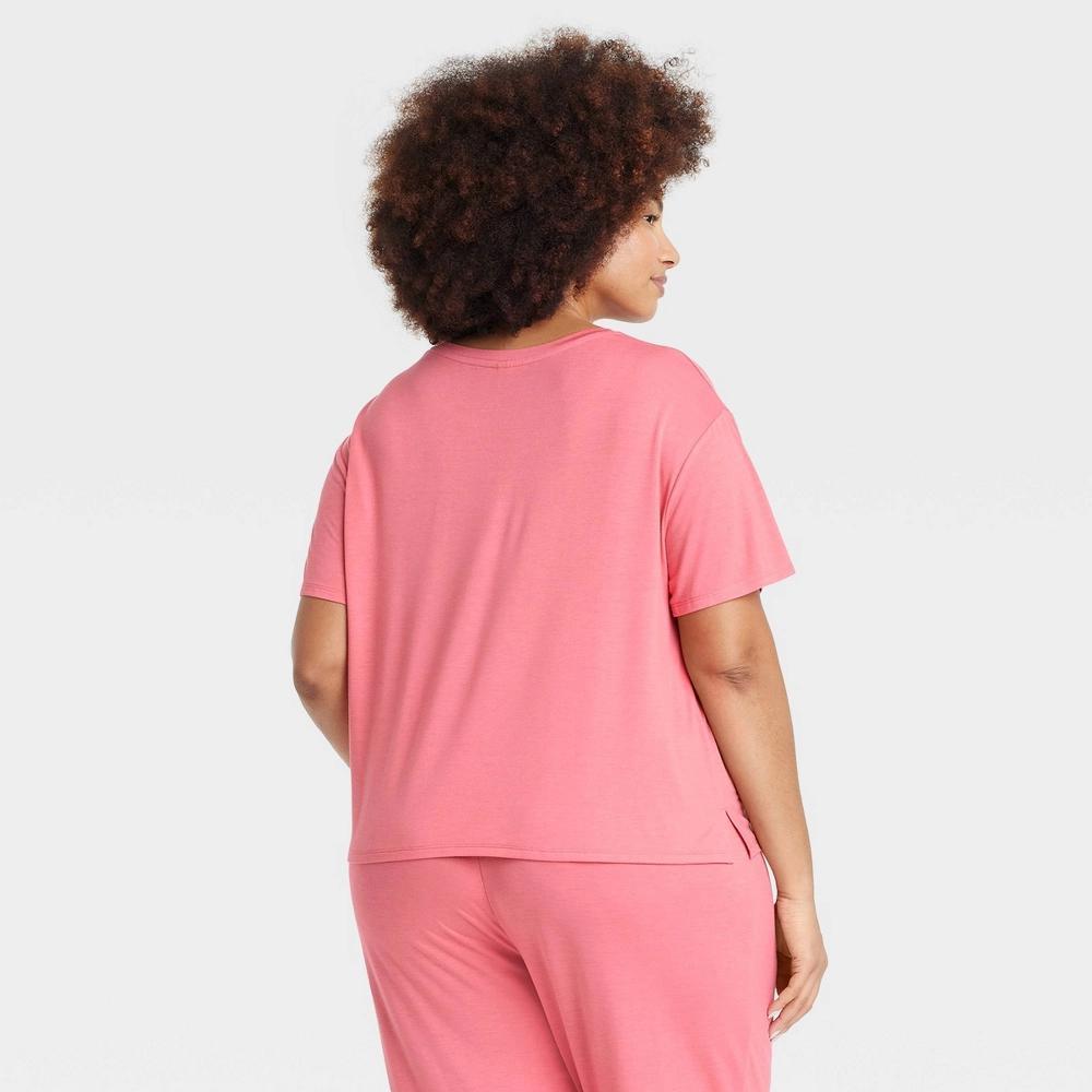 Women's Cooling Jersey Pajama T-Shirt - Auden™ Coral S: Rayon Blend, Knit, Short Sleeve Product Image