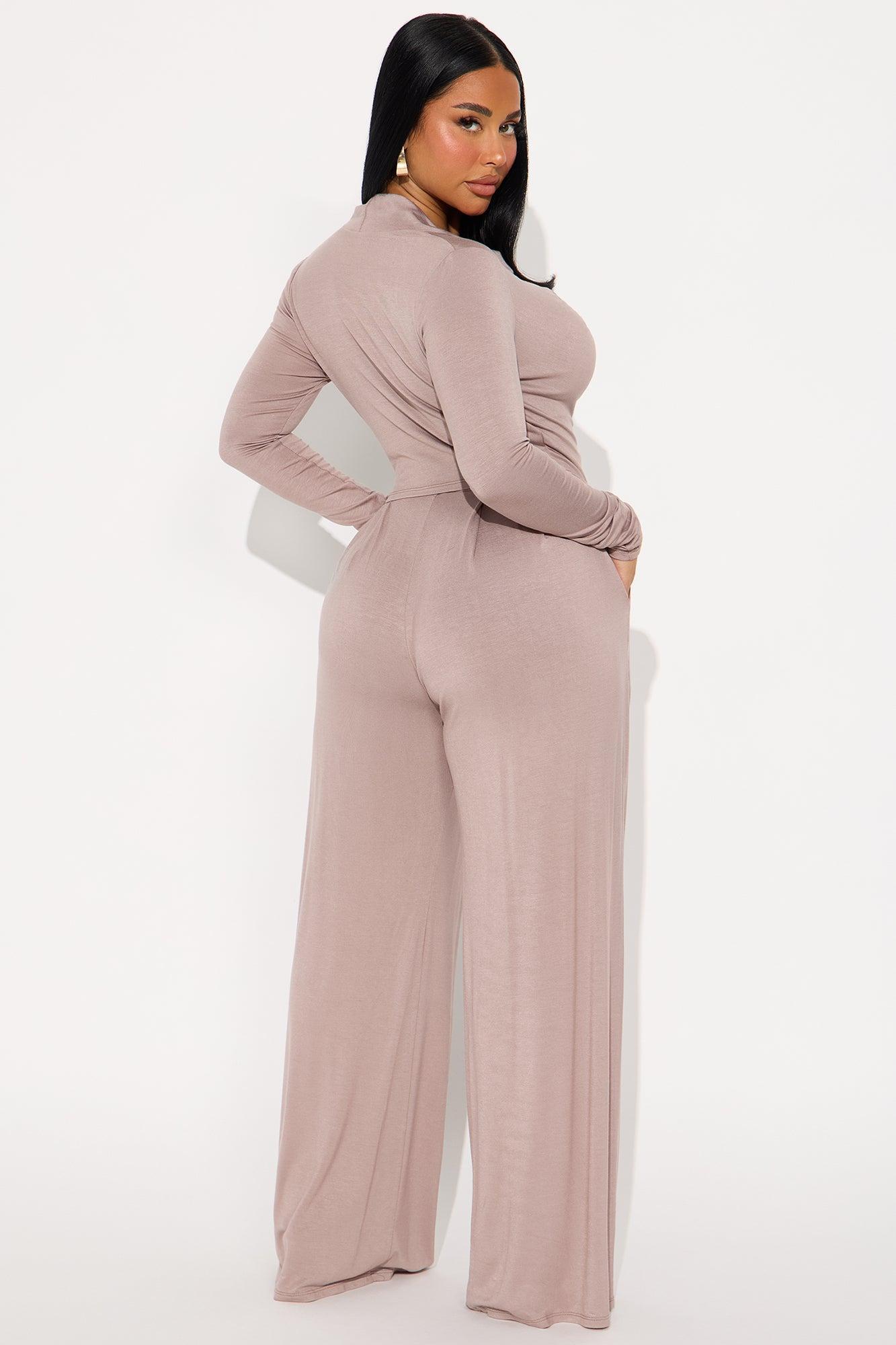 Hazel Cowl Neck Pant Set - Taupe Product Image
