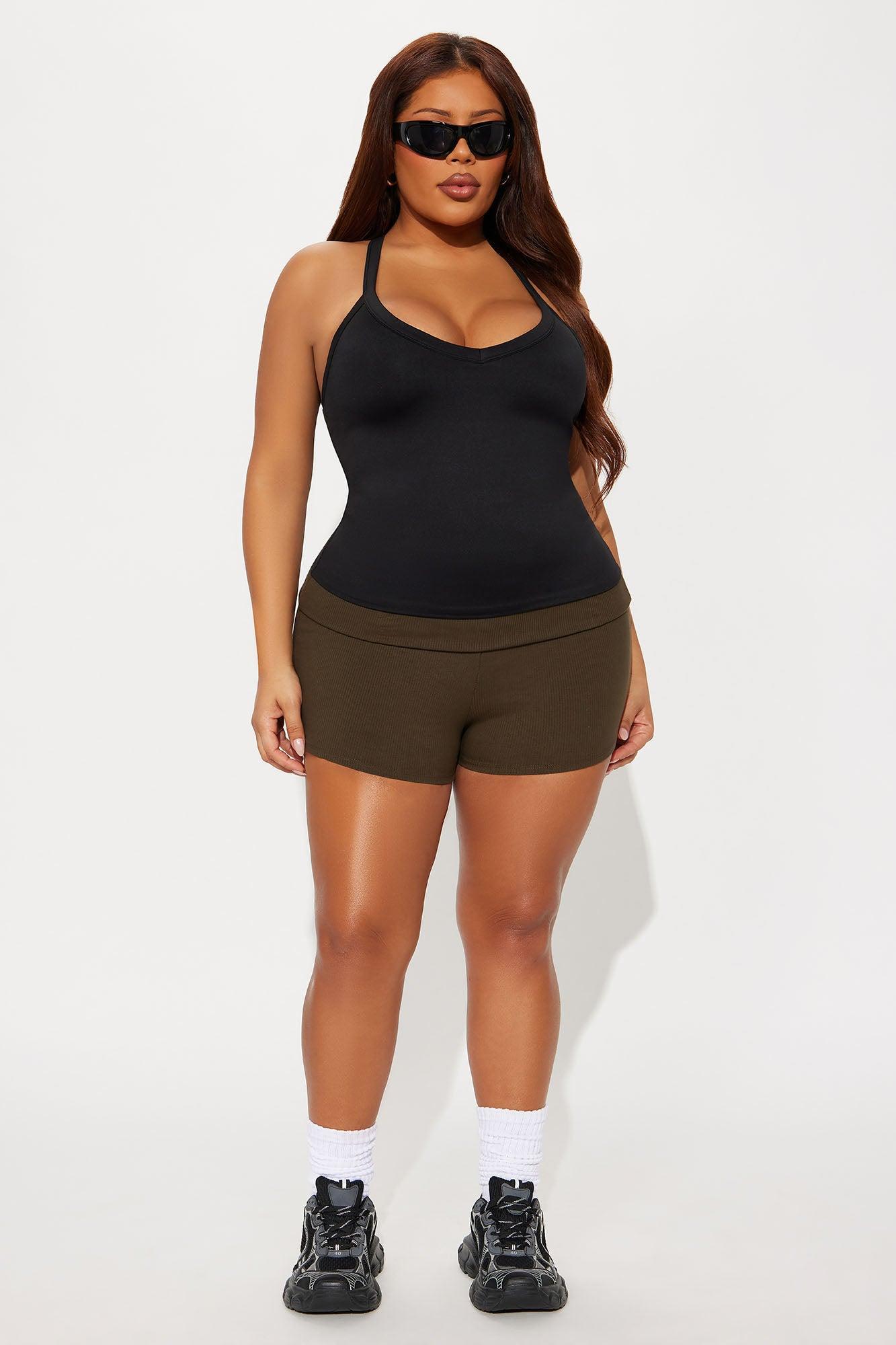 Contour Double Lined V Neck Tank Top - Black Female Product Image