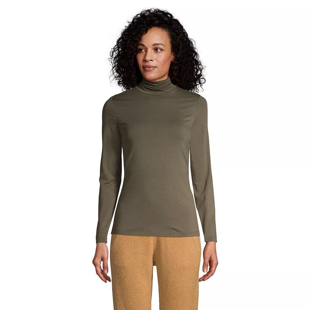 Petite Lands' End Lightweight Fitted Long Sleeve Turtleneck, Women's, Size: Small Petite, Estate Green Grey Product Image