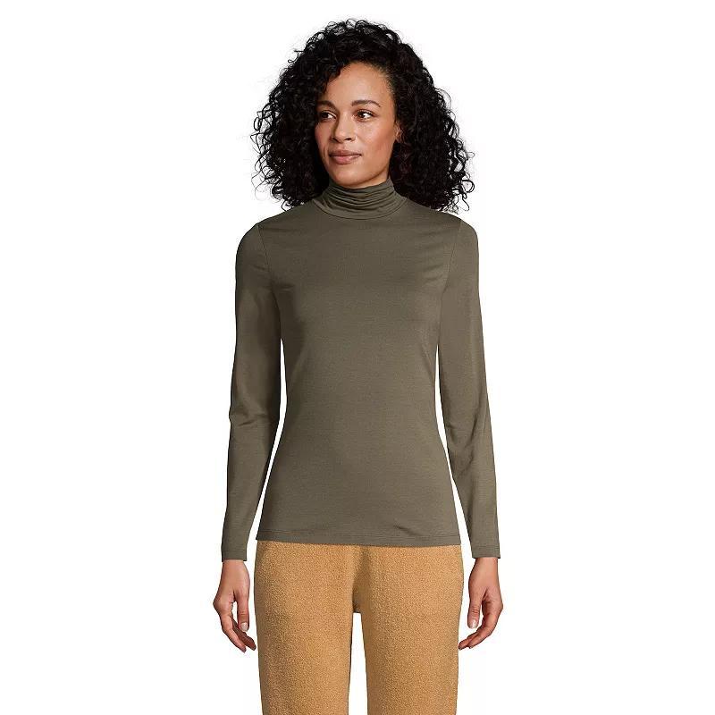 Petite Lands' End Lightweight Fitted Long Sleeve Turtleneck, Women's, Size: Small Petite, Estate Green Grey Product Image