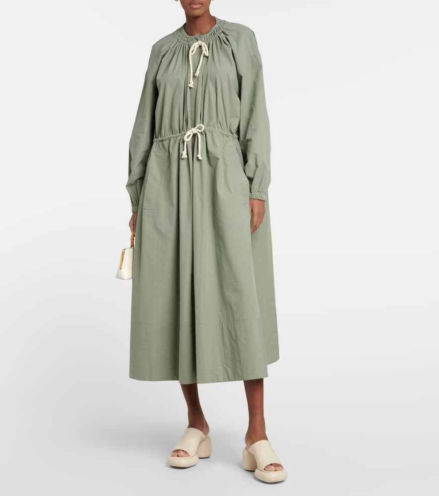 JIL SANDER Drawstring Poplin Maxi Dress In Dark Sage Product Image