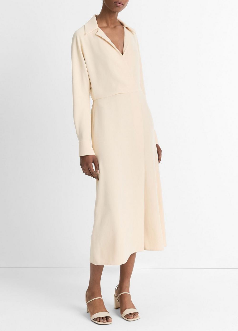 Womens Shaped Collar Dolman-Sleeve Dress, White Sand, Size XXS Vince Product Image