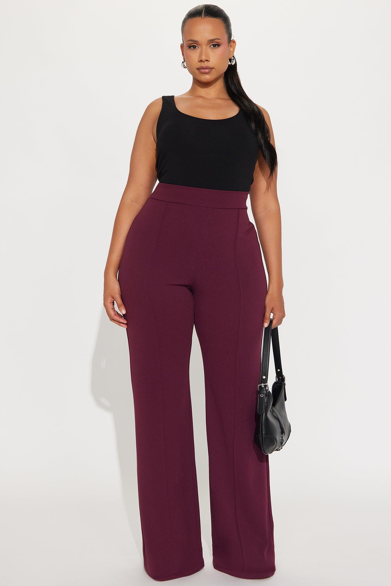Tall Victoria High Waisted Dress Pants - Burgundy Product Image