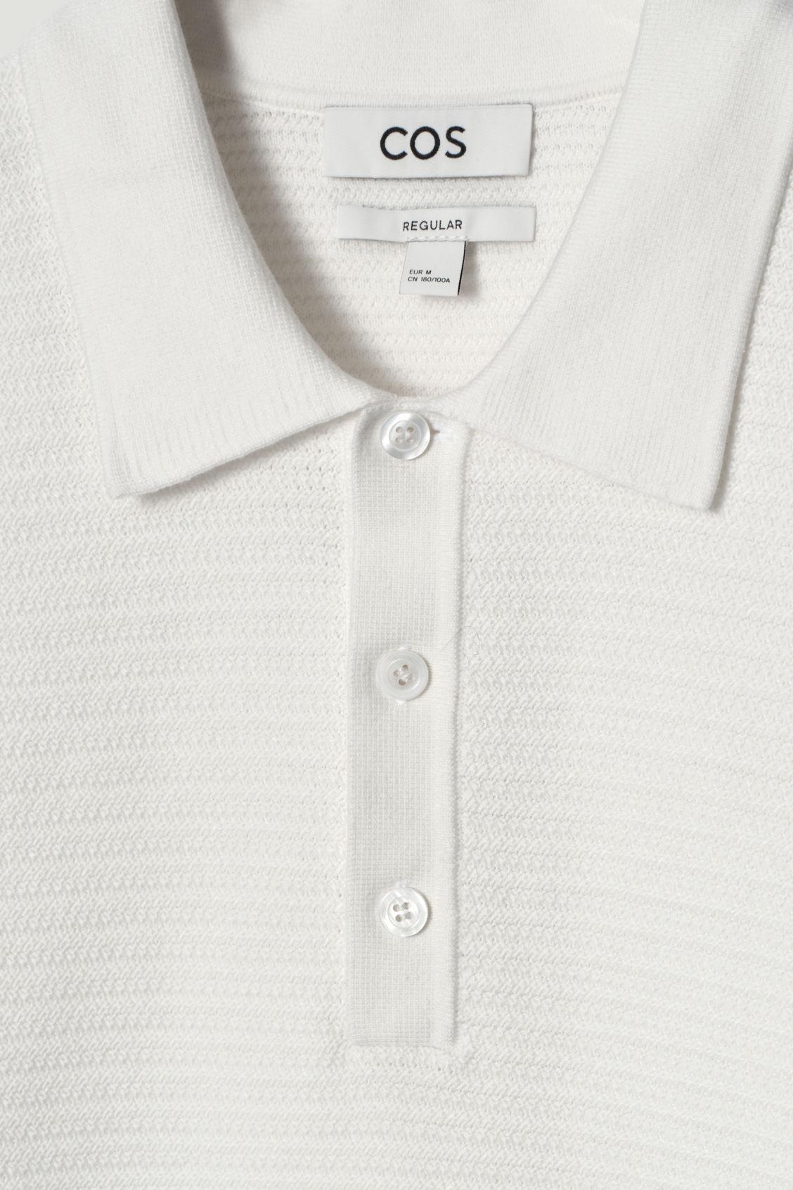 TEXTURED KNITTED COTTON POLO SHIRT Product Image