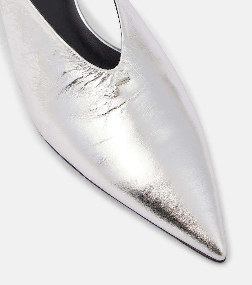 Metallic Slingback Pumps In Silver Product Image