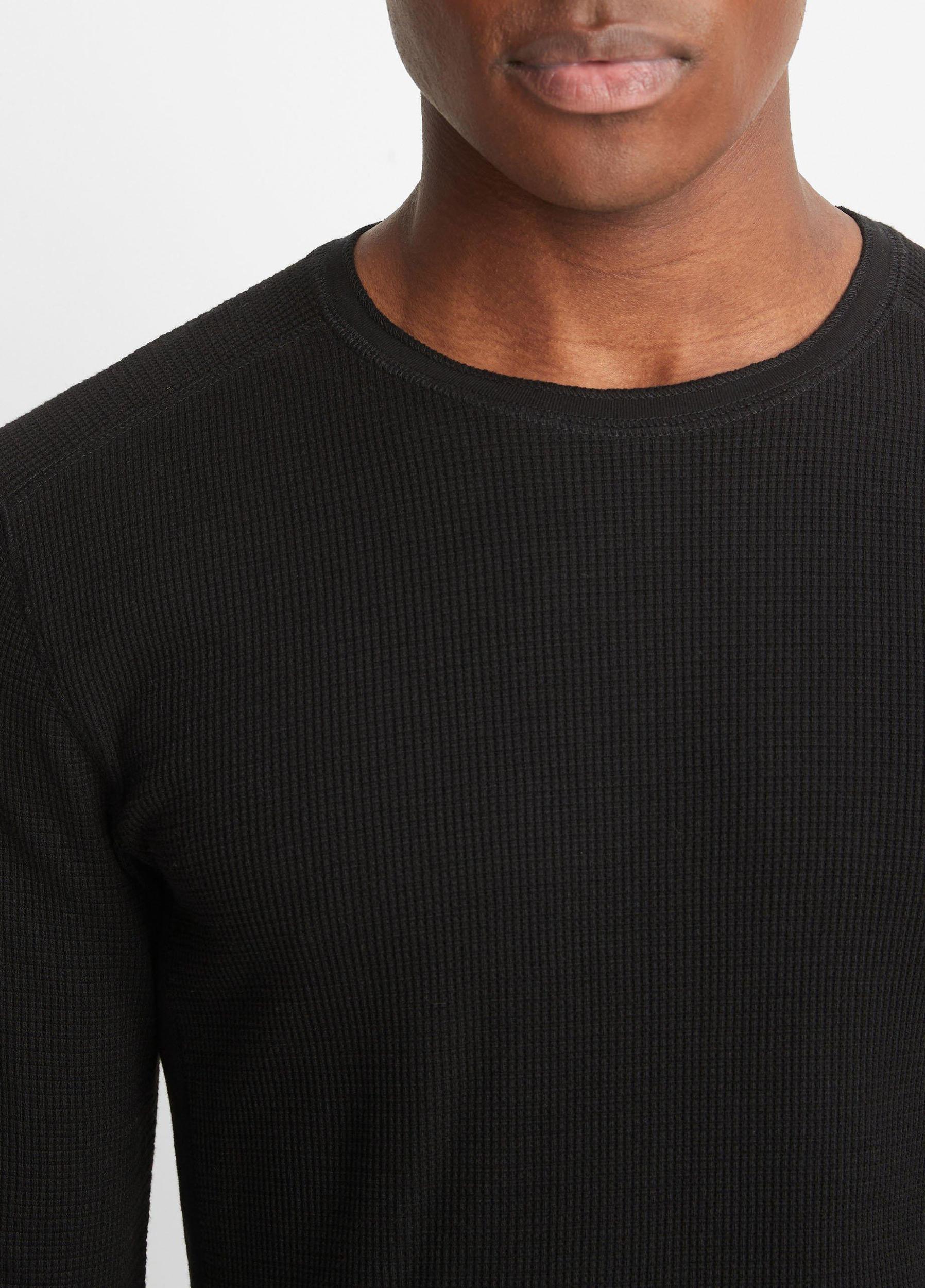 Mens Thermal Long Sleeve Crew Neck Pullover, Black, Size S Vince Product Image