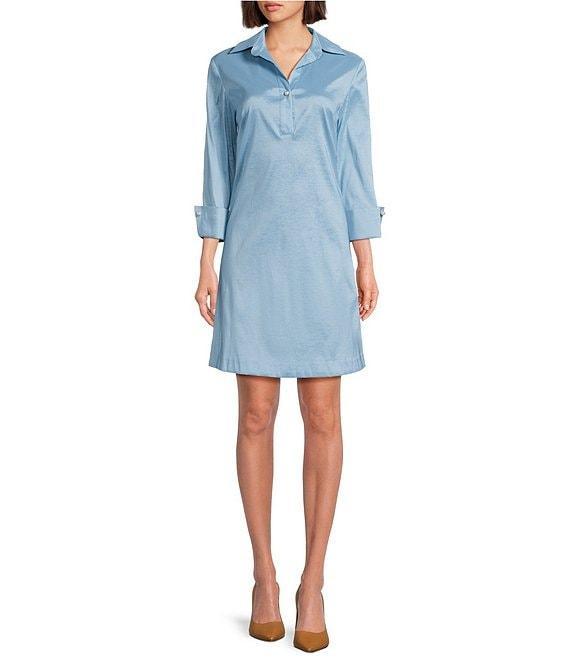 Preston & York Thea Taffeta 3/4 Sleeve Point Collar Dress Product Image