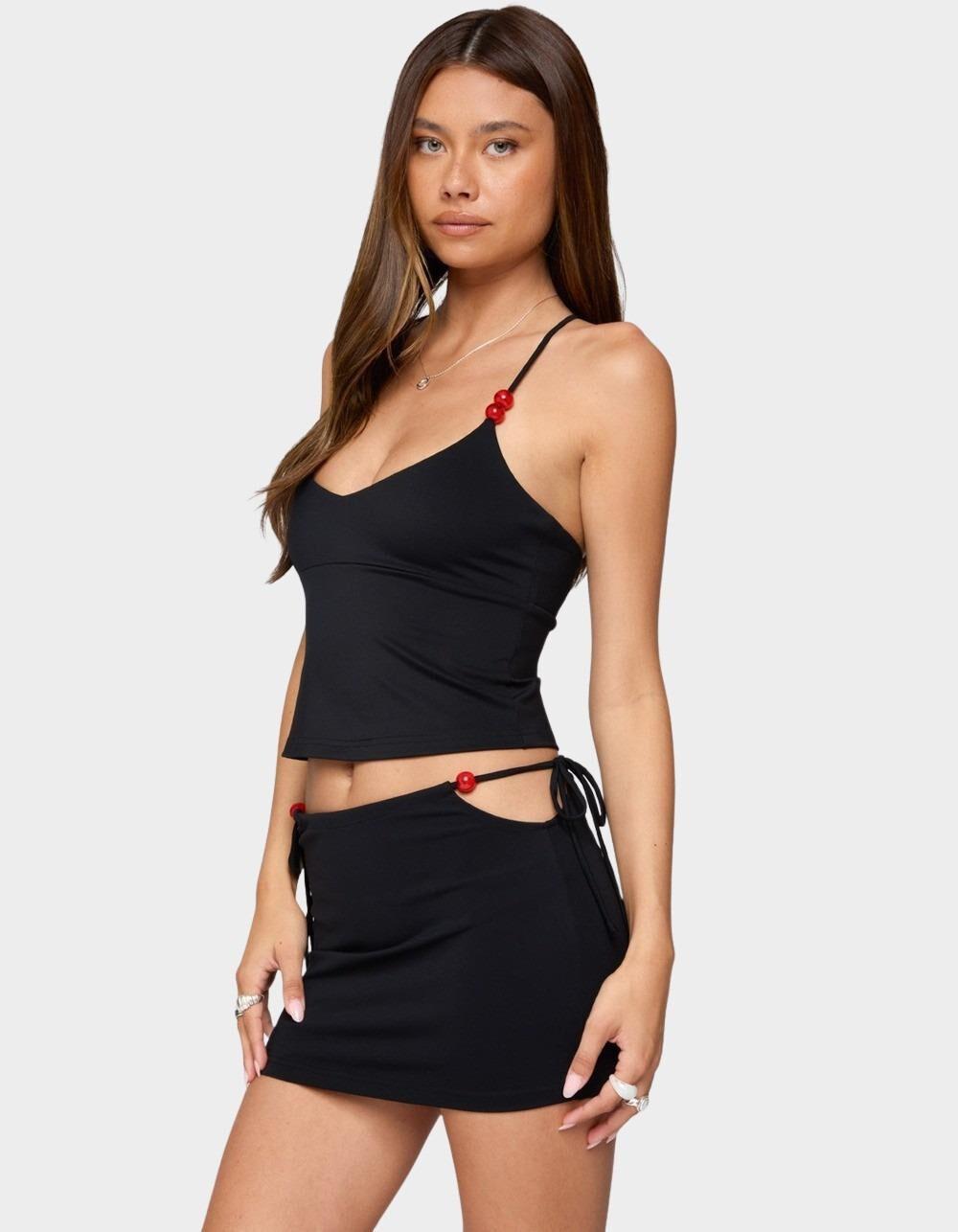 EDIKTED Maree Bead V-Neck Top - BLACK Product Image