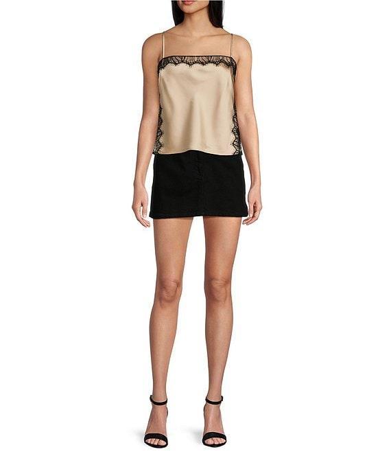 Gianni Bini Remi Coated High Rise Mini Denim Skirt Product Image