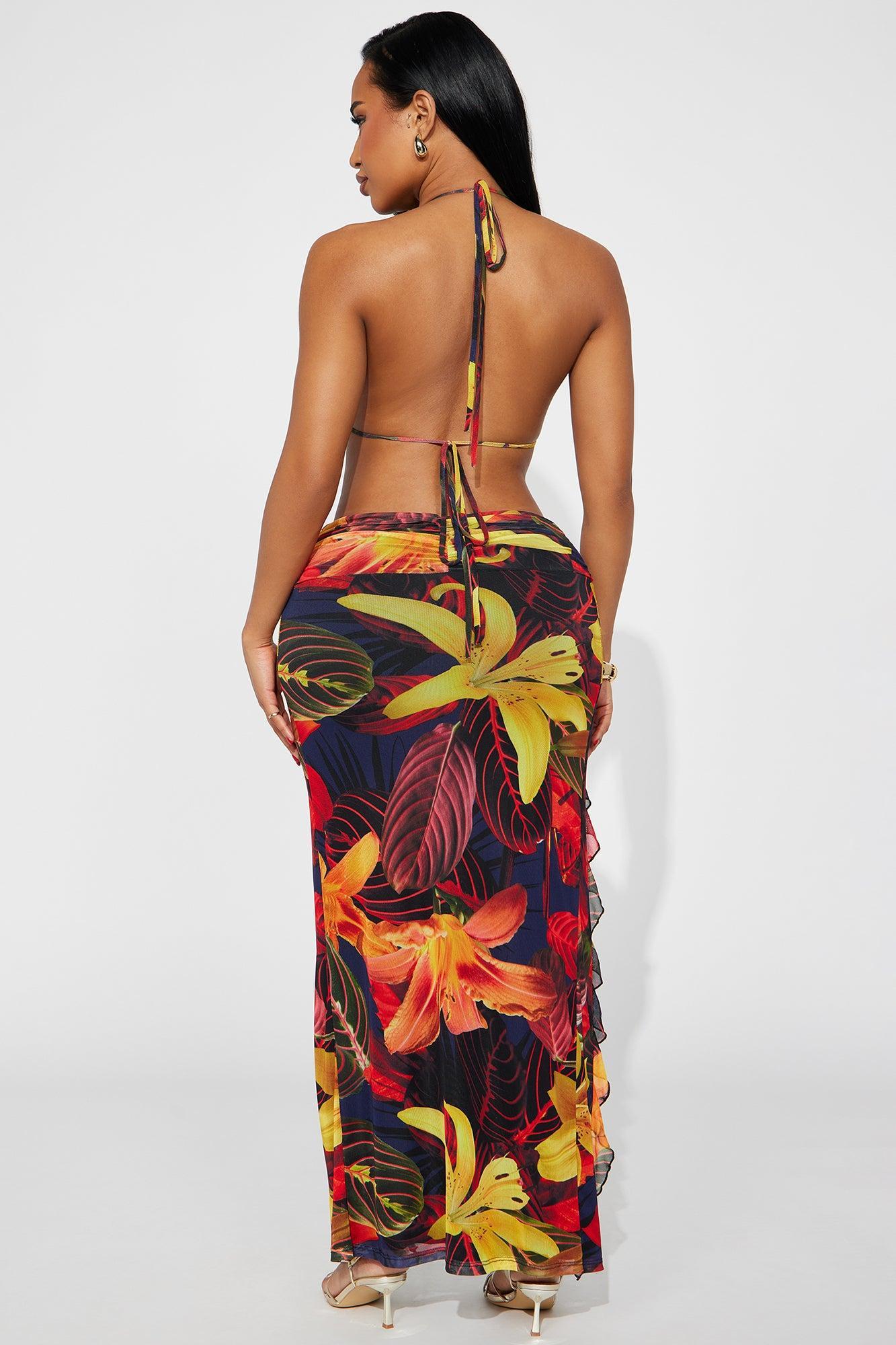 Mai Tai Tropical Mesh Maxi Dress - Navy/combo Female Product Image