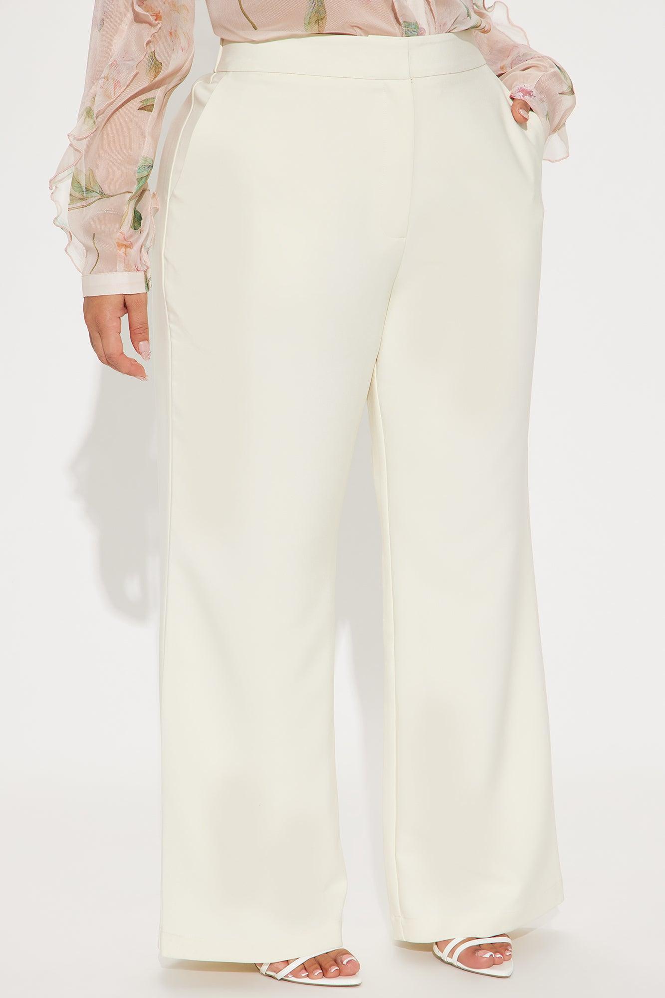 Harper Wide Leg Trouser - Cream Product Image
