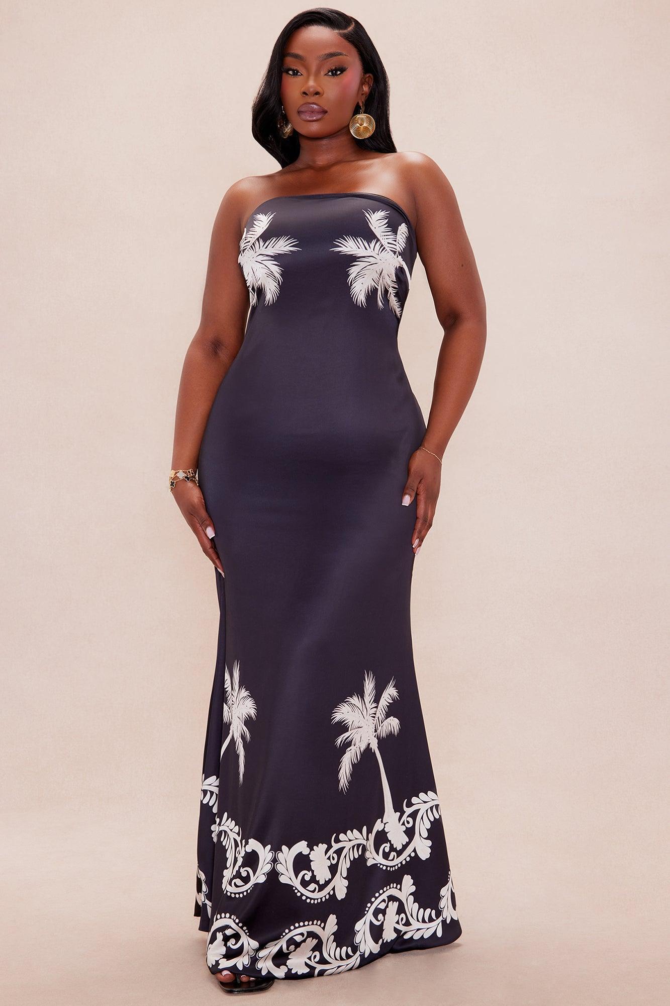 Kali Satin Maxi Dress - Black/combo Product Image