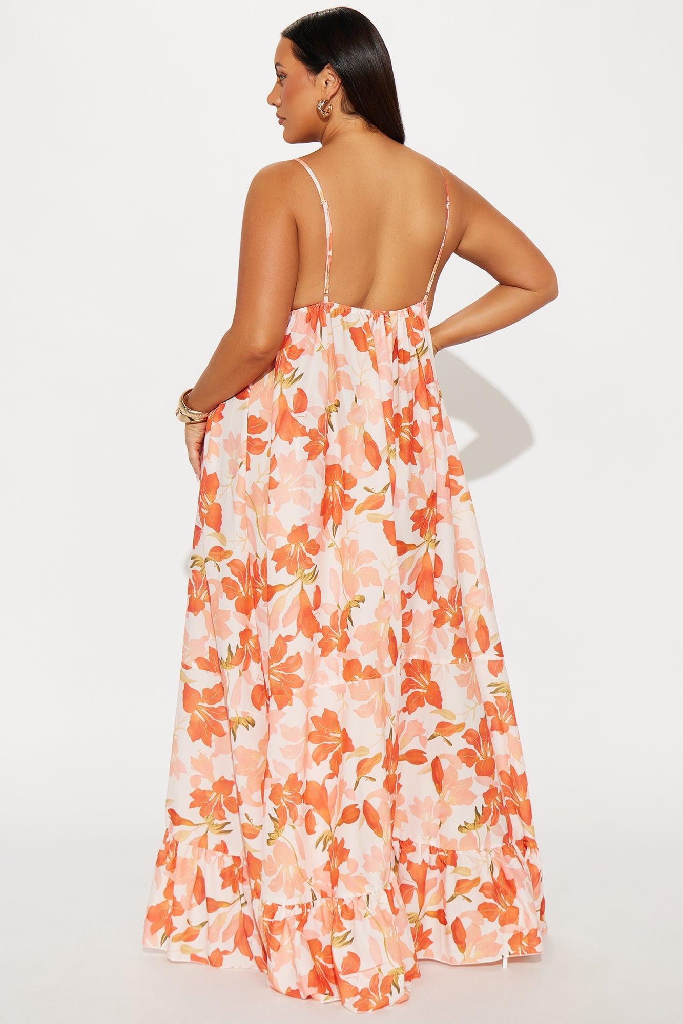 Kyla Floral Maxi Dress - Coral/combo Product Image
