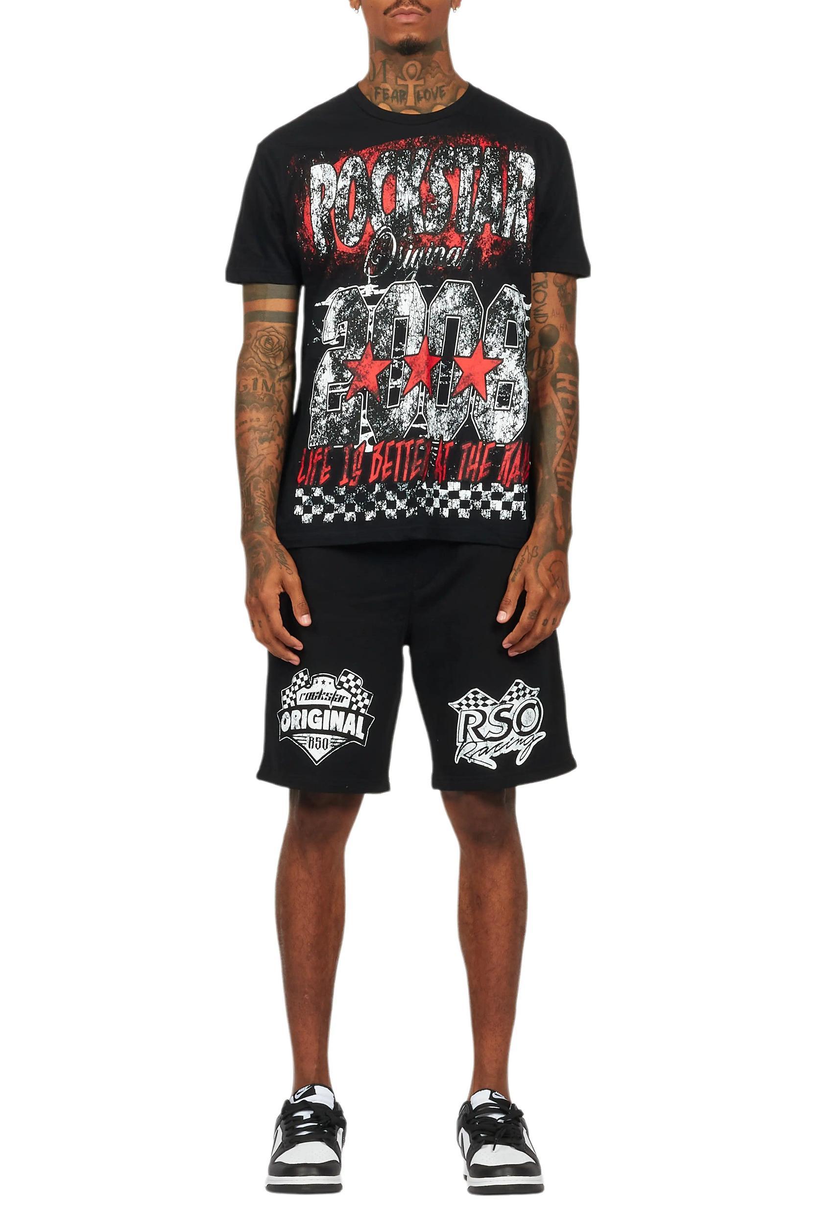 Racing Grung Black Graphic T-Shirt Short Set Male Product Image