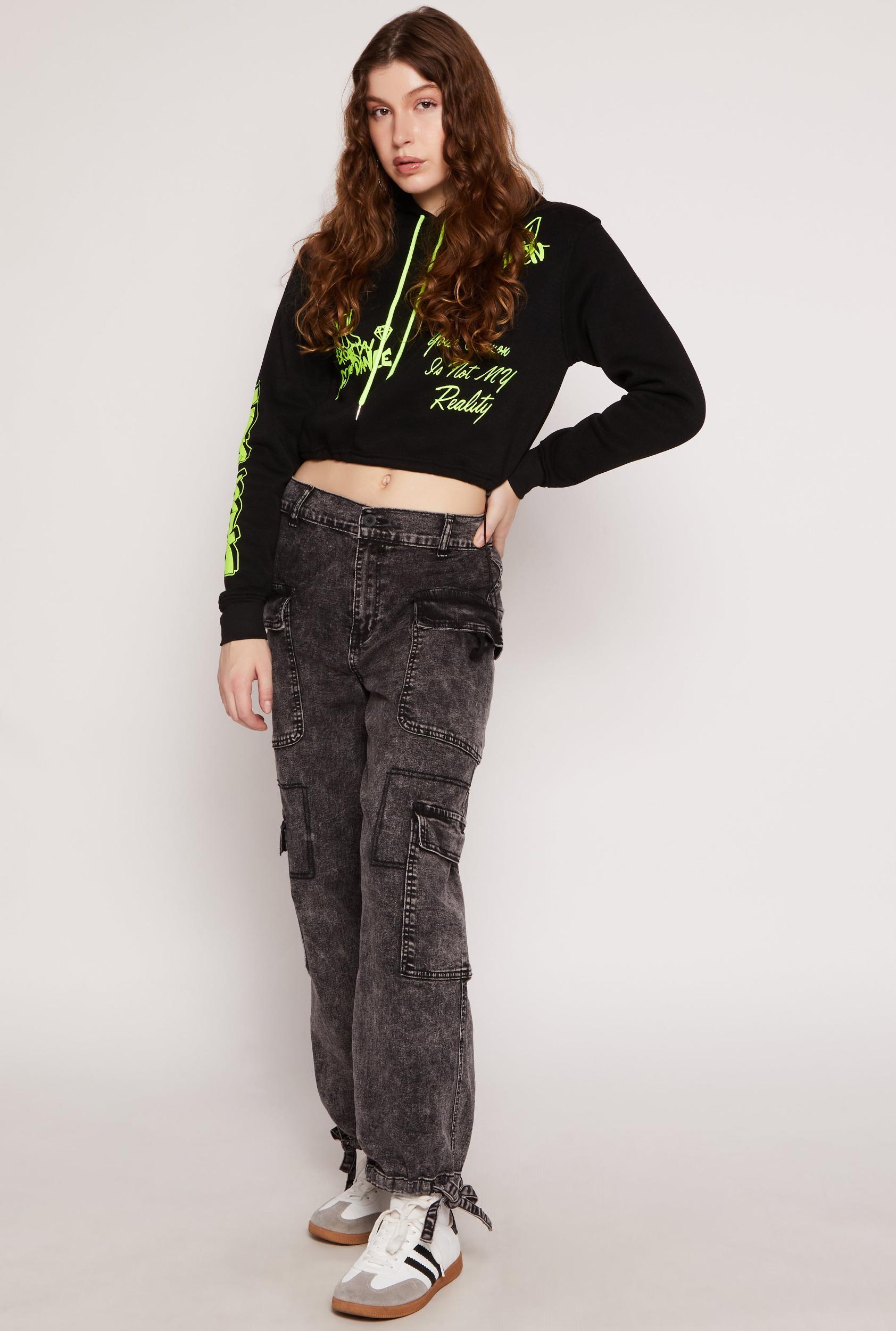 Womens Almost Famous Denim Drawstring Hem Cargo Joggers Product Image