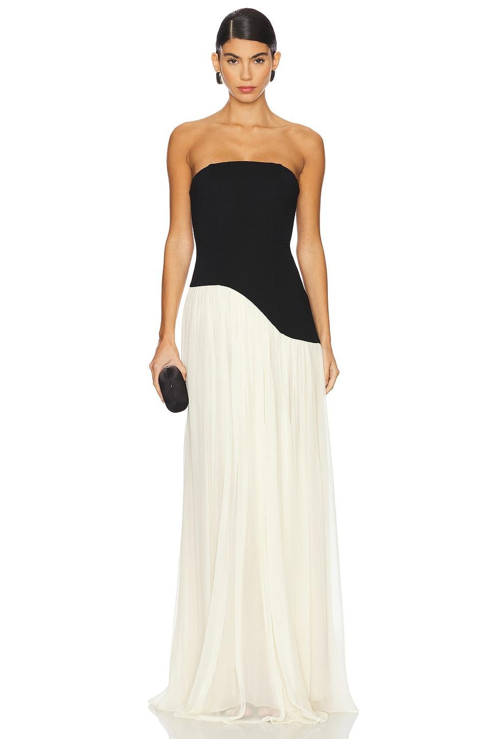 Lovers and Friends Alice Strapless Gown in Black & Cream Product Image