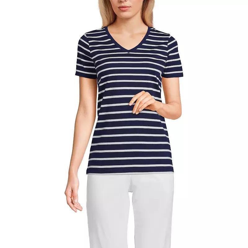 Women's Lands' End Relaxed-Fit Supima Cotton V-Neck Tee, Size: Small, Soft  Blue Product Image