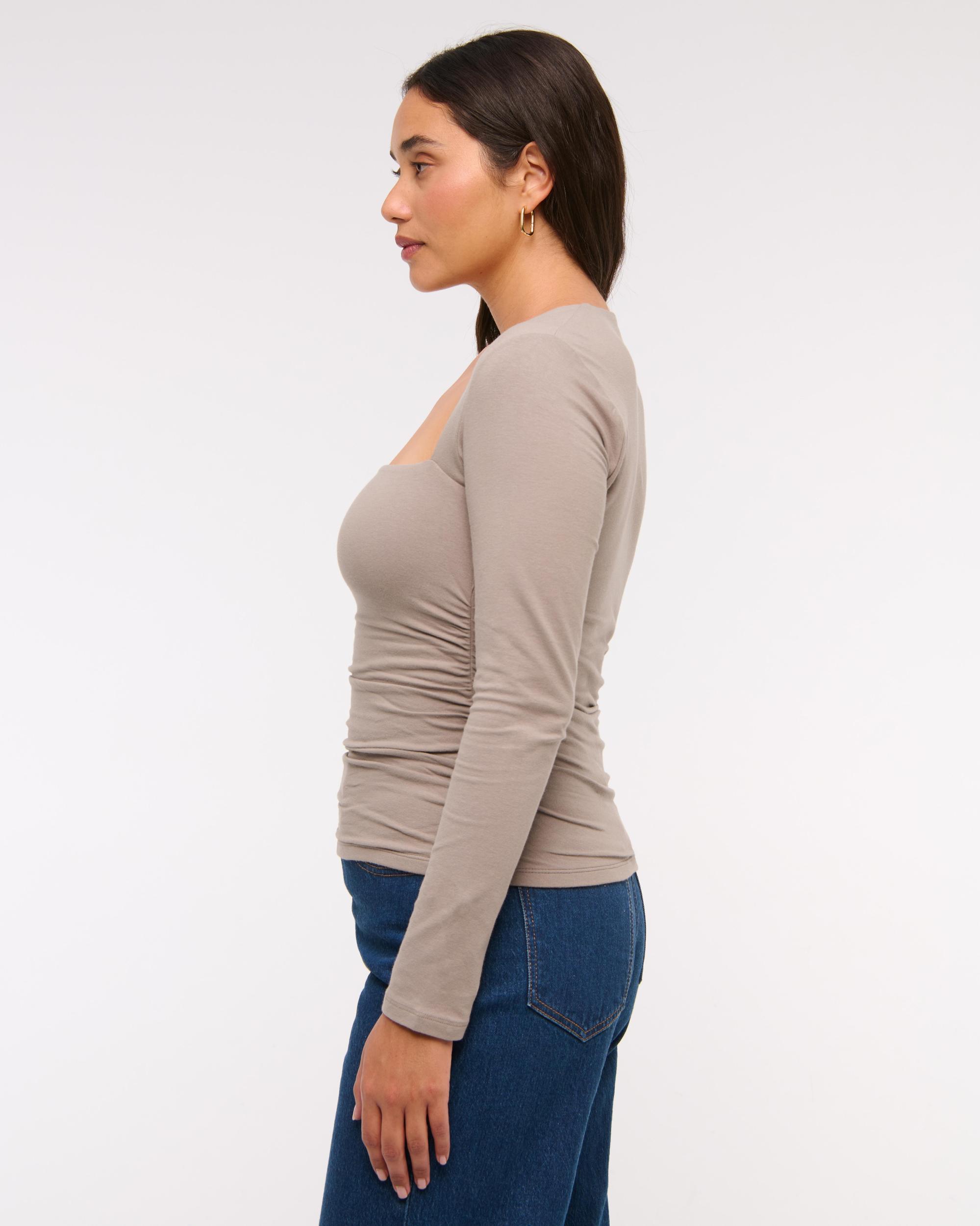 The A&F Ava Long-Sleeve Mesh Top Product Image