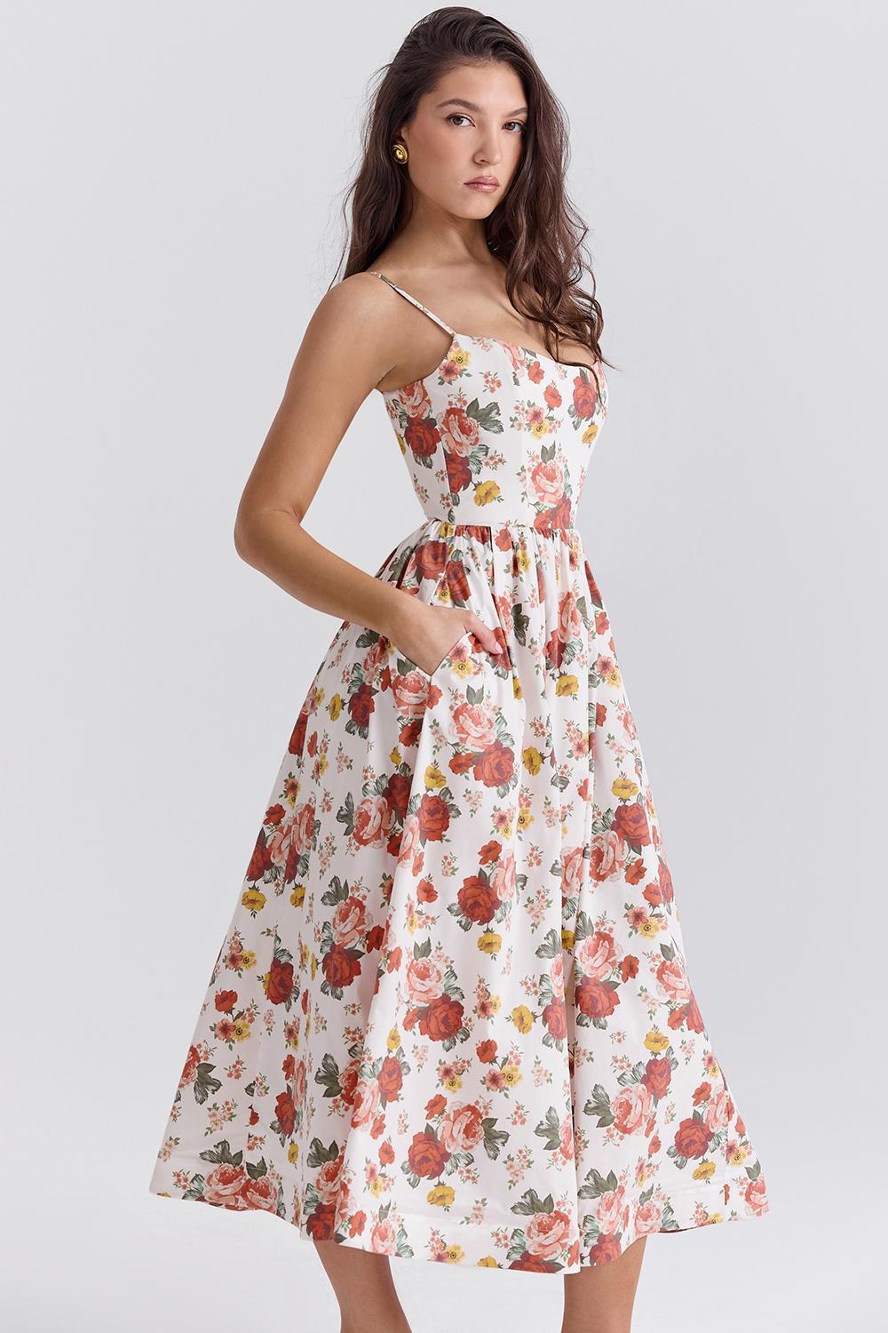 Lolita Italian Rose Print Cotton Corset Sundress Product Image