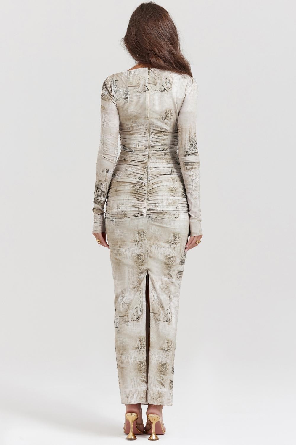Lanetta Pale Sage Print Maxi Dress Product Image