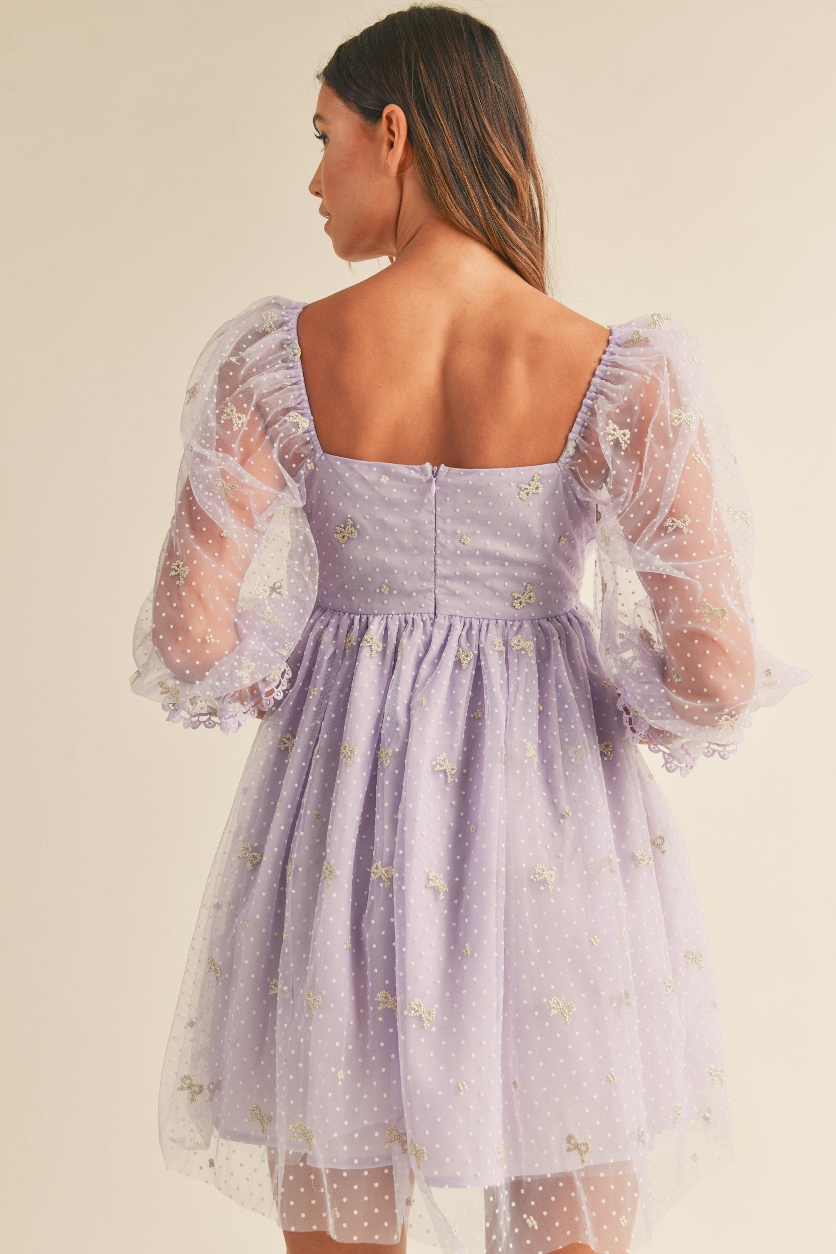Swiss Dot Mesh Sleeve Dress Product Image