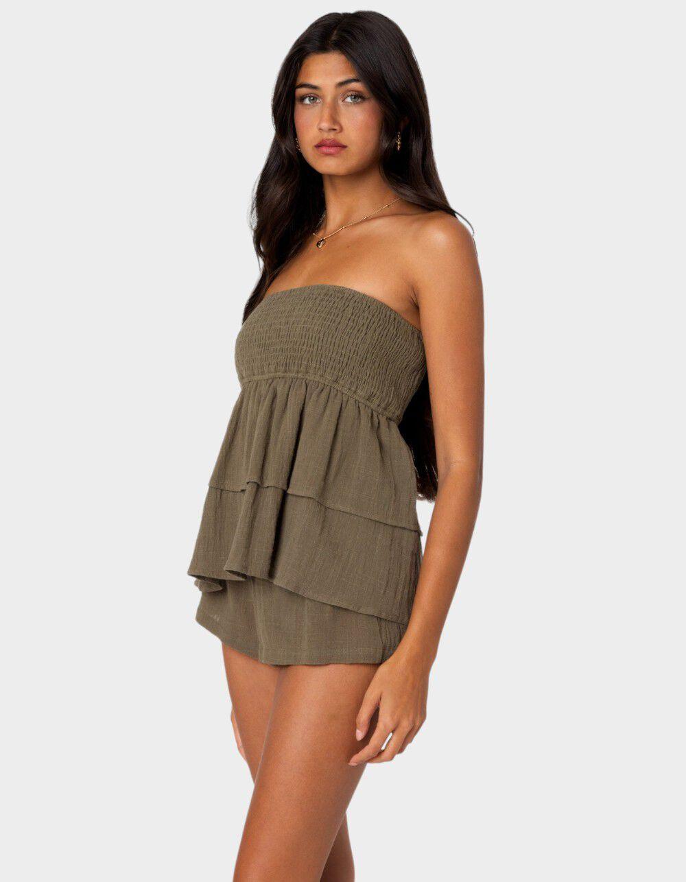 EDIKTED Harleigh Ruffled Linen Look Tube Top Product Image