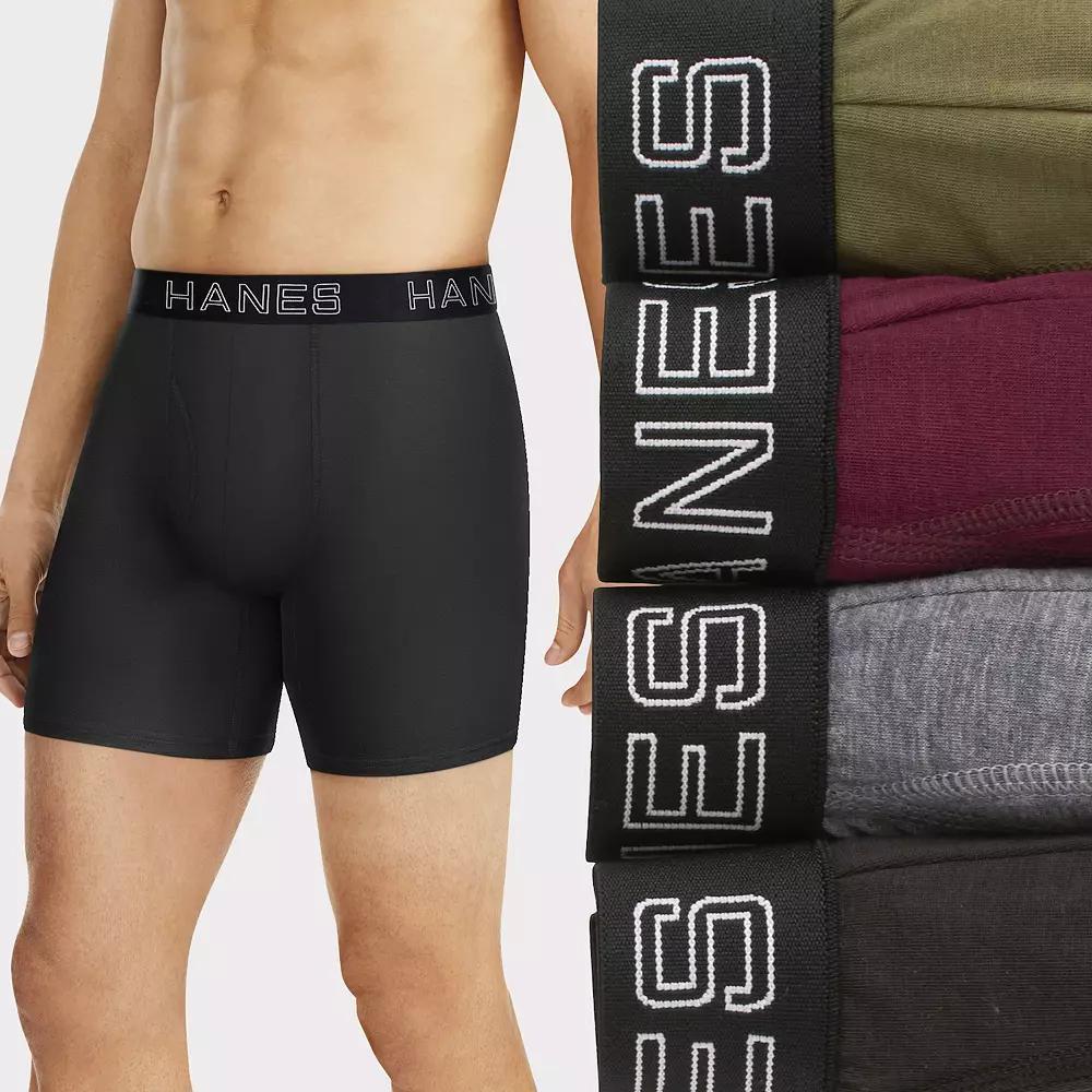Hanes Ultimate 4-Pack Men's Comfort Flex Fit Total Support Pouch Boxer Briefs, Size: Small, Black Gray Olive Product Image