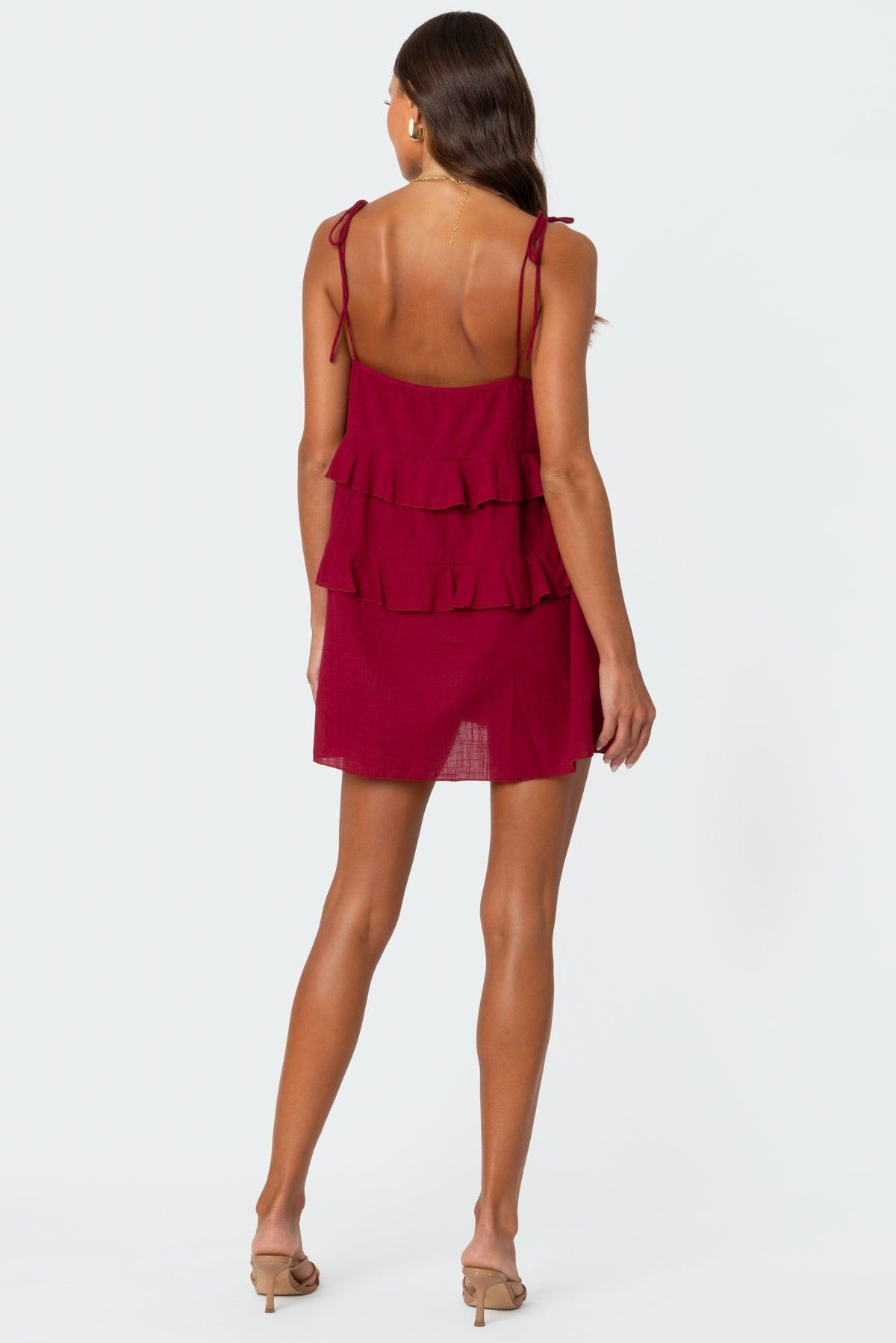 Dorothia Sheer Linen Look Mini Dress Product Image