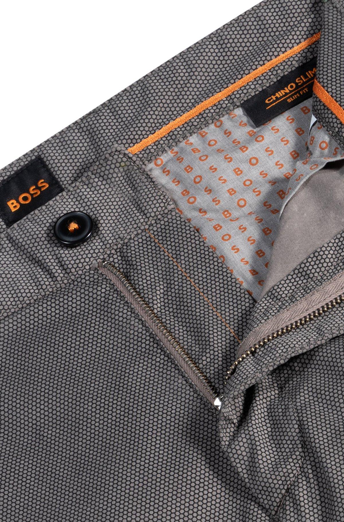 Slim-fit trousers in micro-printed stretch cotton Product Image
