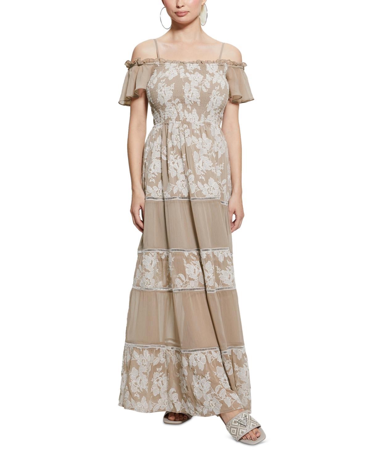 Guess Womens Giuditta Embroidered Maxi Dress Product Image