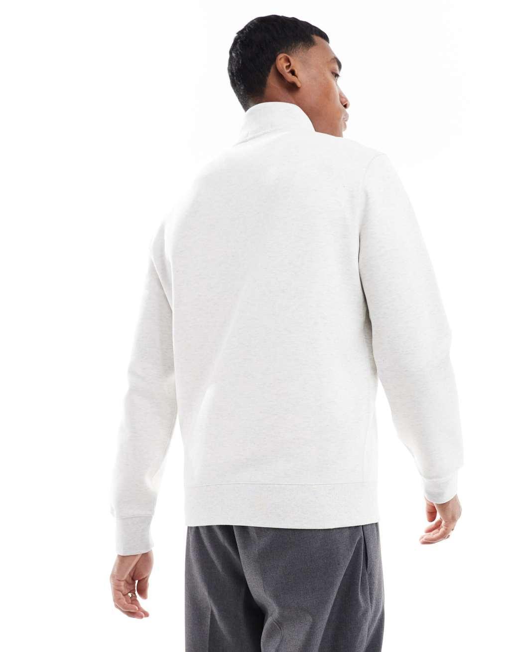 Polo Ralph Lauren icon logo double knit half zip sweatshirt in heathered stone Product Image