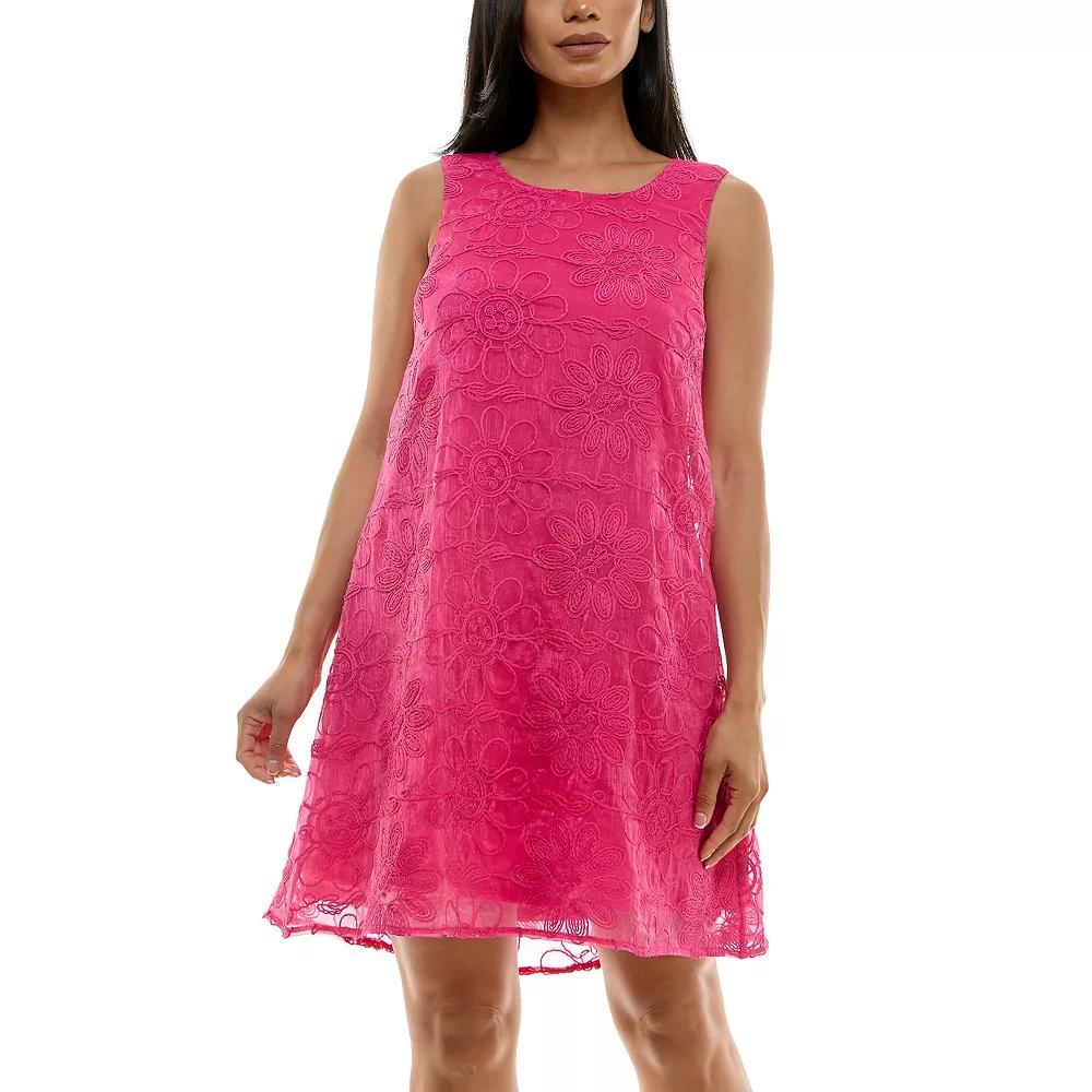 Women's Nina Leonard Floral Embroidered Sleeveless Float Dress, Size: XL, Ivory Product Image