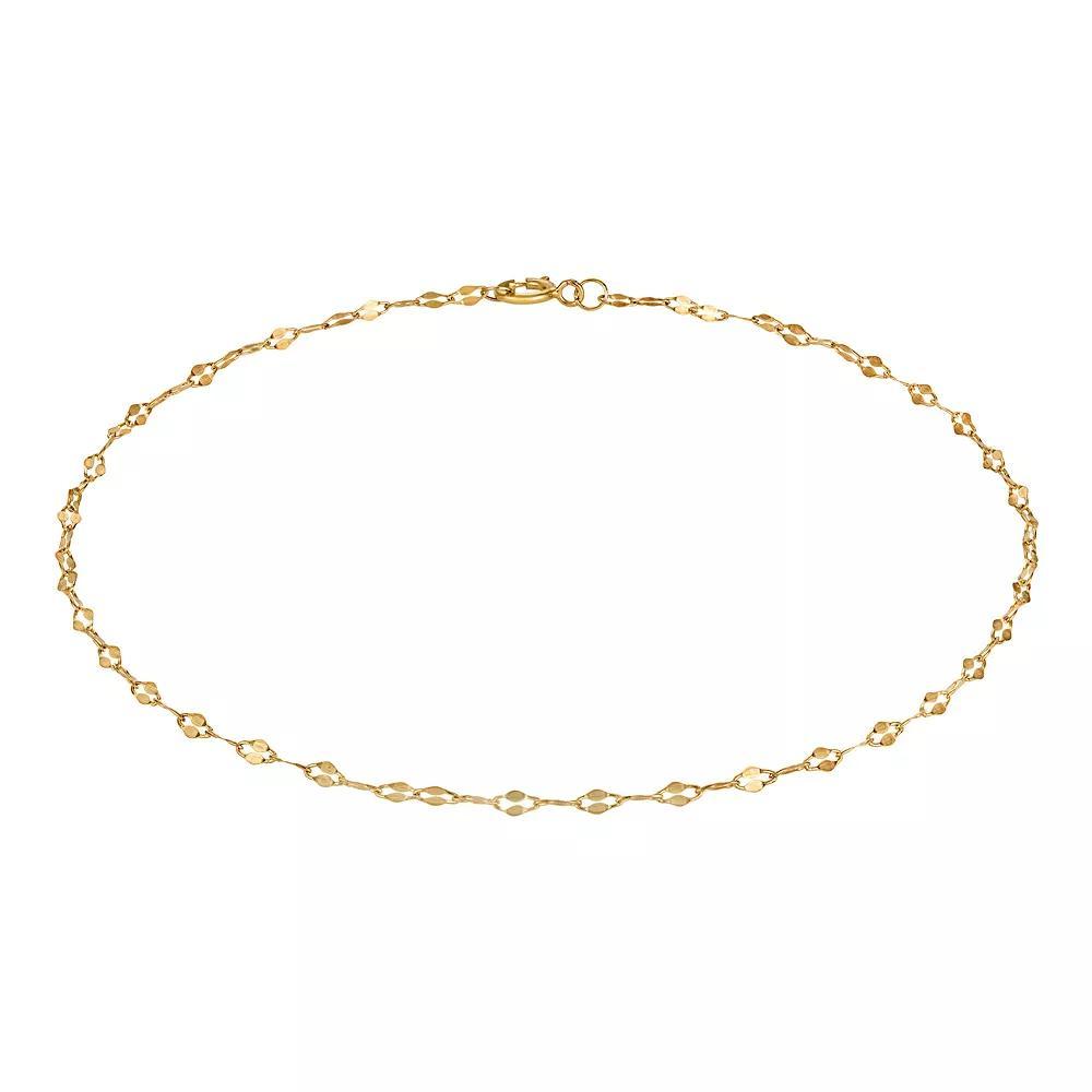 Jordan Blue 14k Gold Mirror Link Ankle Bracelet, Women's, Size: 10" Product Image