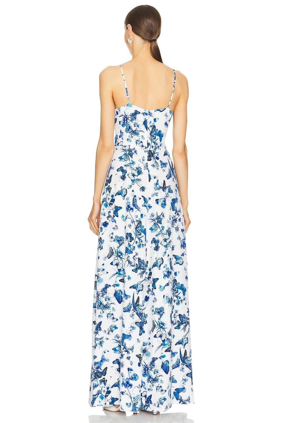 Porter Twisted Front Dress in White & Blue L'AGENCE Product Image
