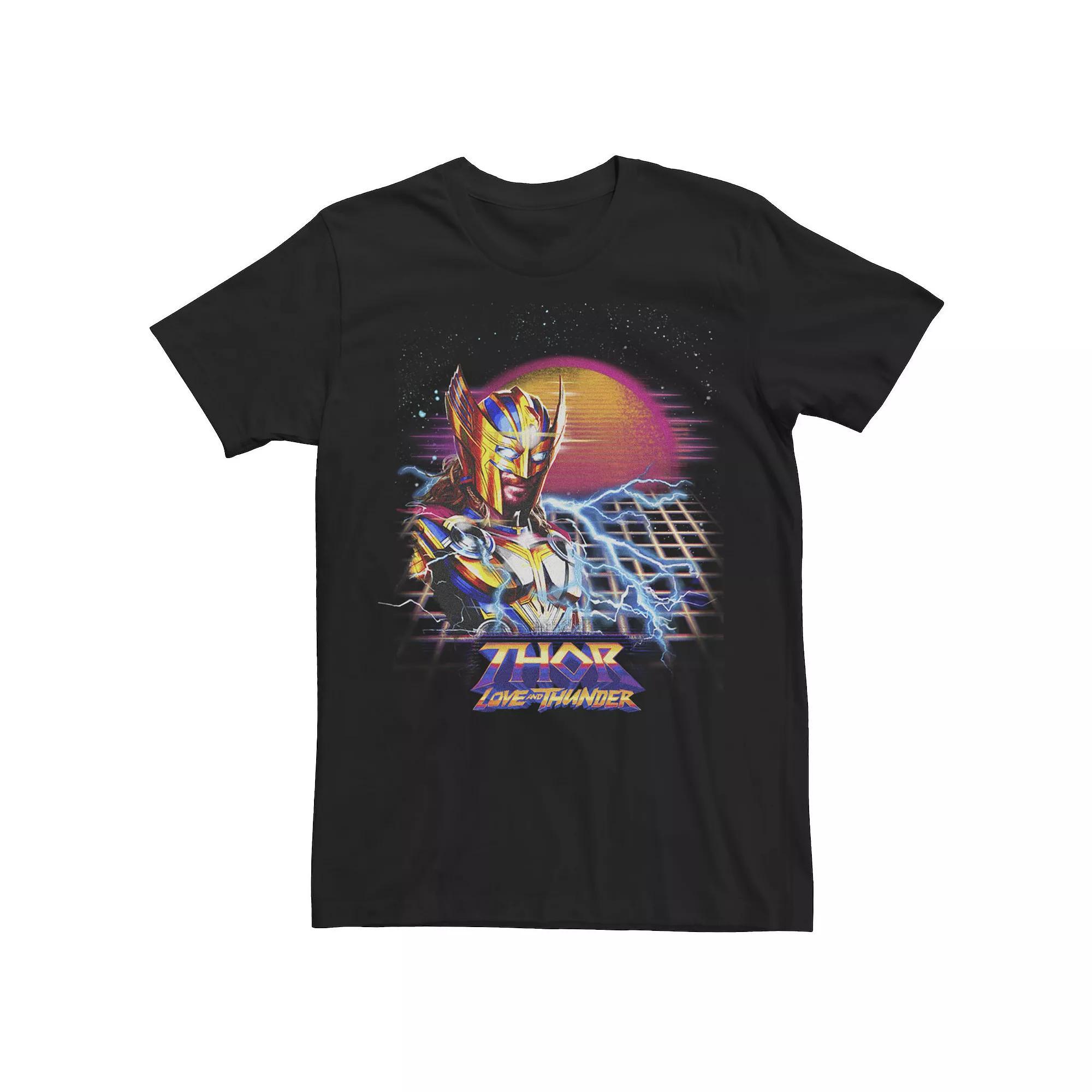 Men's Marvel Thor Love and Thunder Synthwave Sunset Tee, Size: Medium, Black Product Image