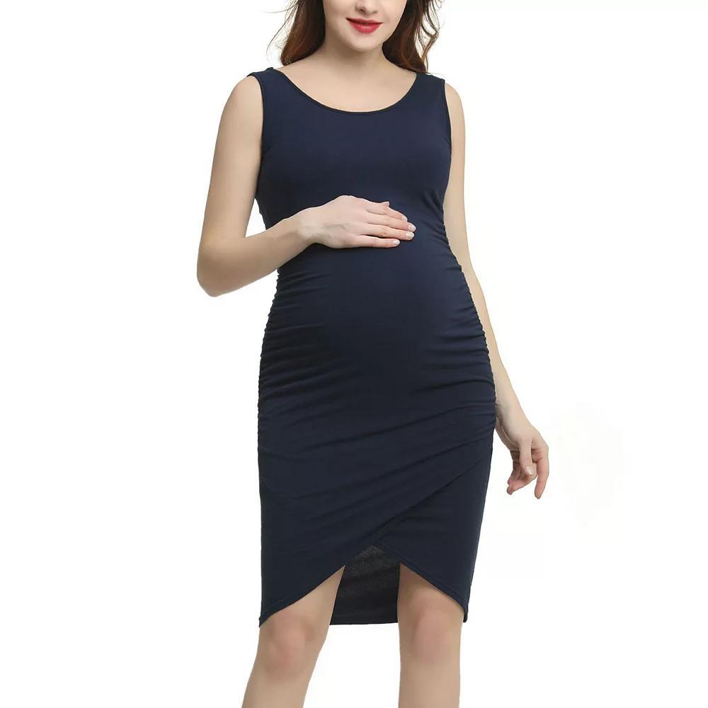 Maternity Pokkori Tulip Hem Midi Dress, Women's, Size: Medium-Mat, Blue Product Image