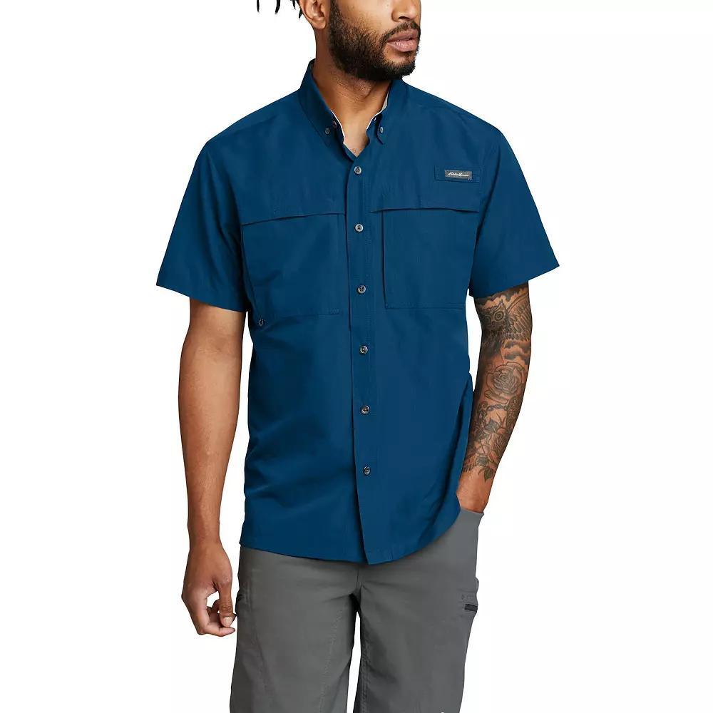 Big & Tall Eddie Bauer Ripstop Guide Short Sleeve Button Down Shirt, Men's, Size: XL Tall, Blue Product Image