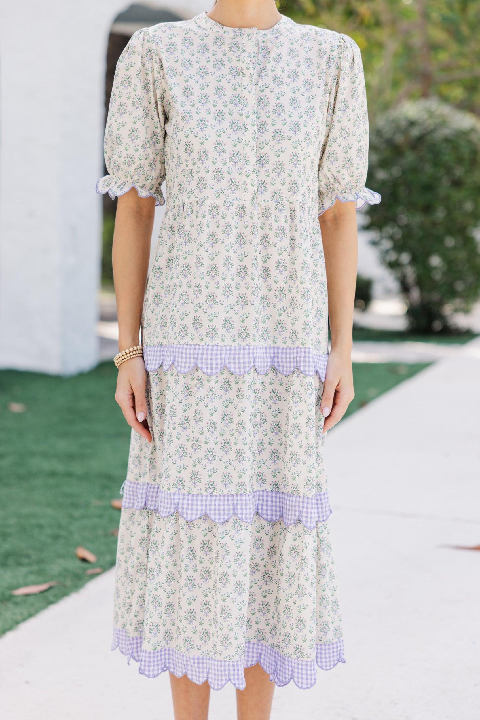 Perfectly Paired Cream Floral Midi Dress Female Product Image
