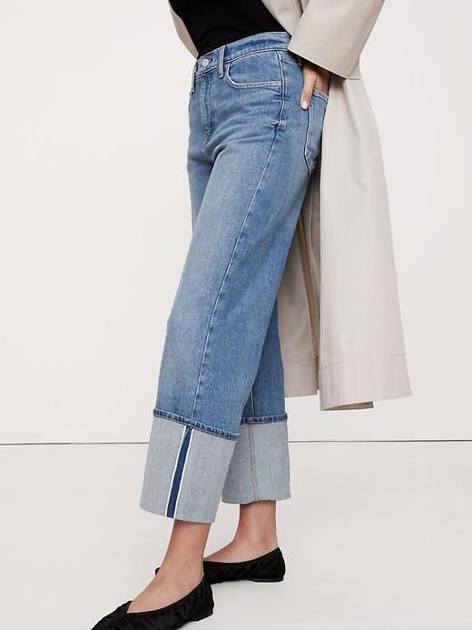 High-Rise Straight Selvedge Cuffed Jean Product Image