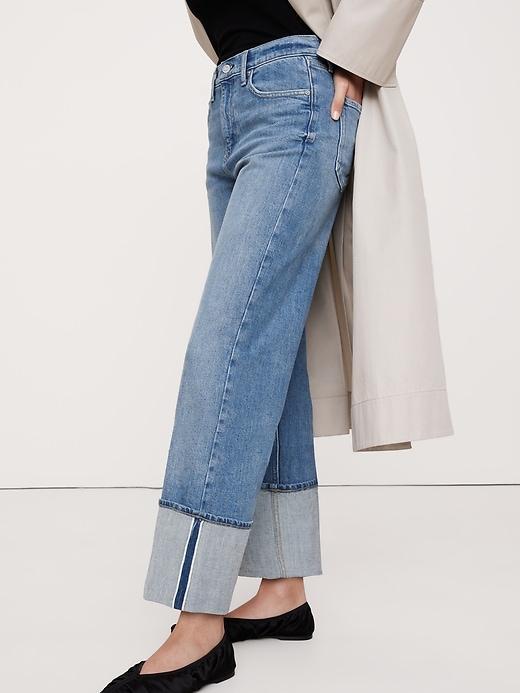High-Rise Straight Selvedge Cuffed Jean Product Image