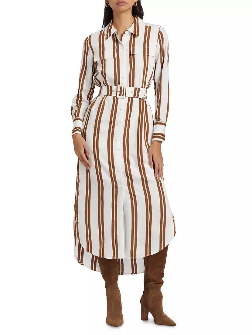 Striped Crepe Maxi Shirtdress Product Image