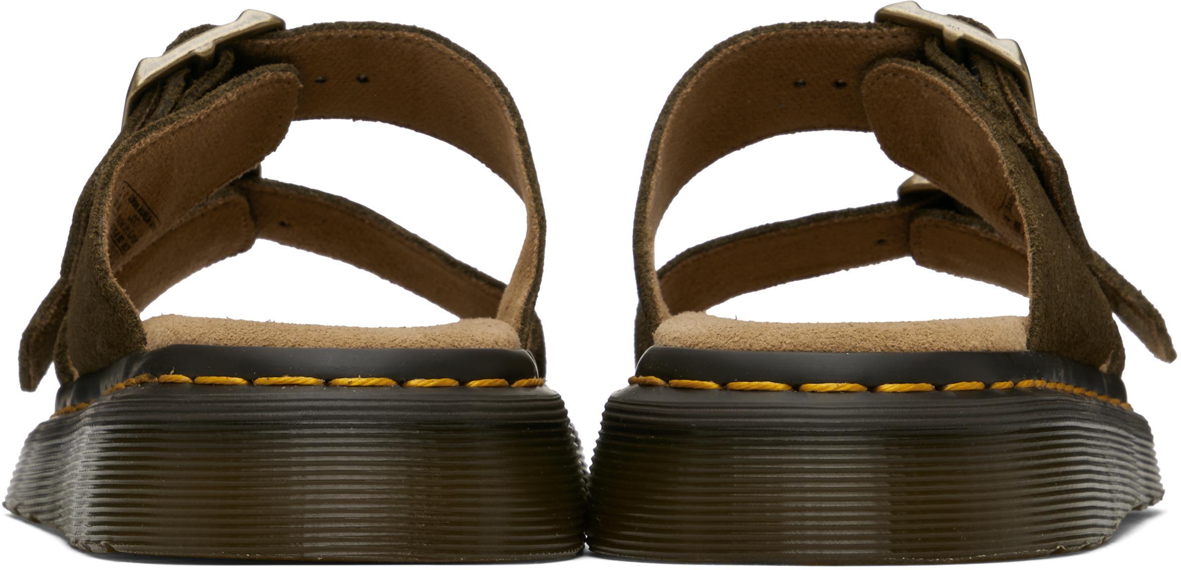 DR. MARTENS' Khaki Josef Suede Slide Sandals In Dms Olive Bronx Product Image