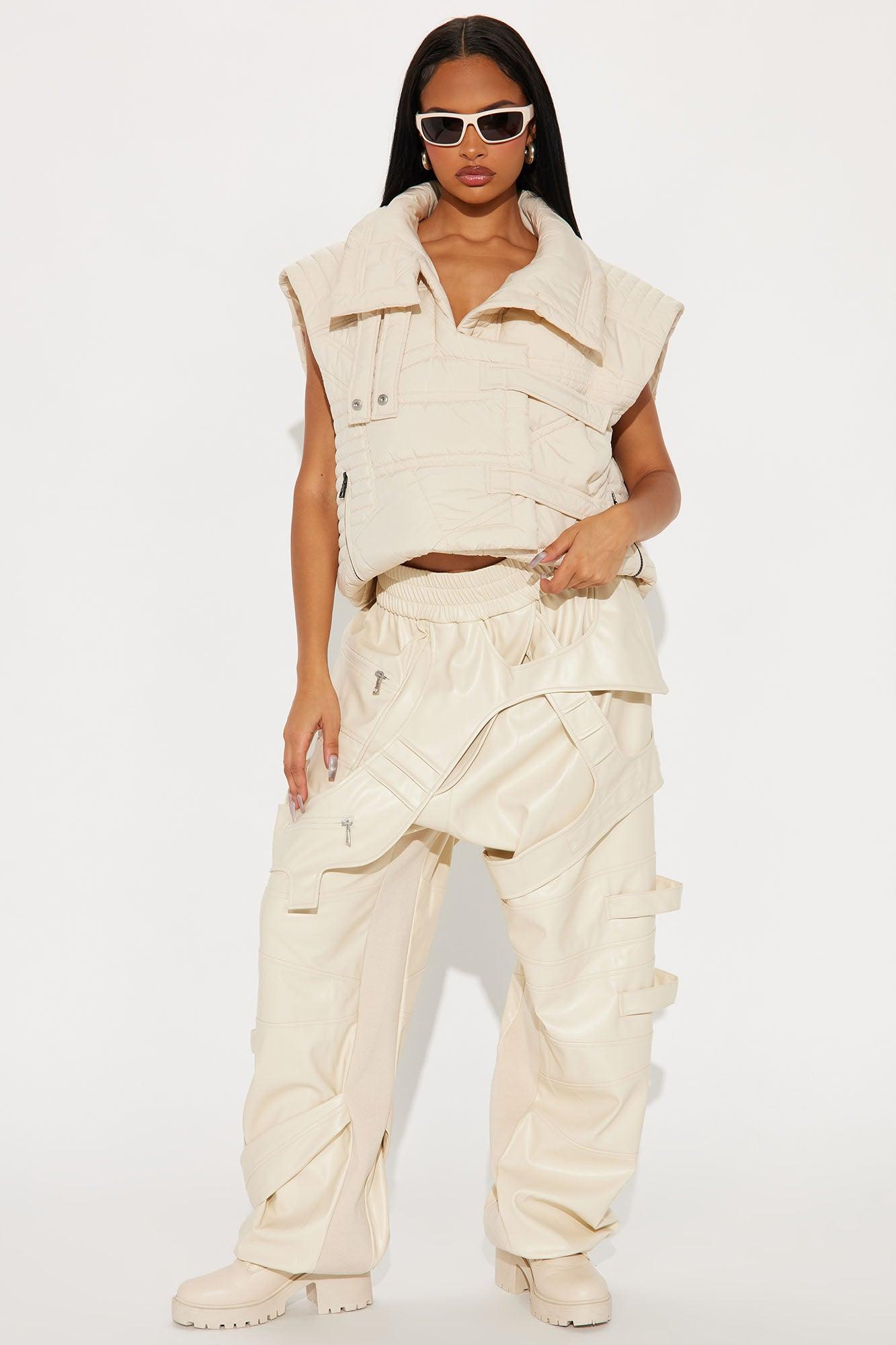 Split Vision Relaxed Belted Pants - Cream Product Image
