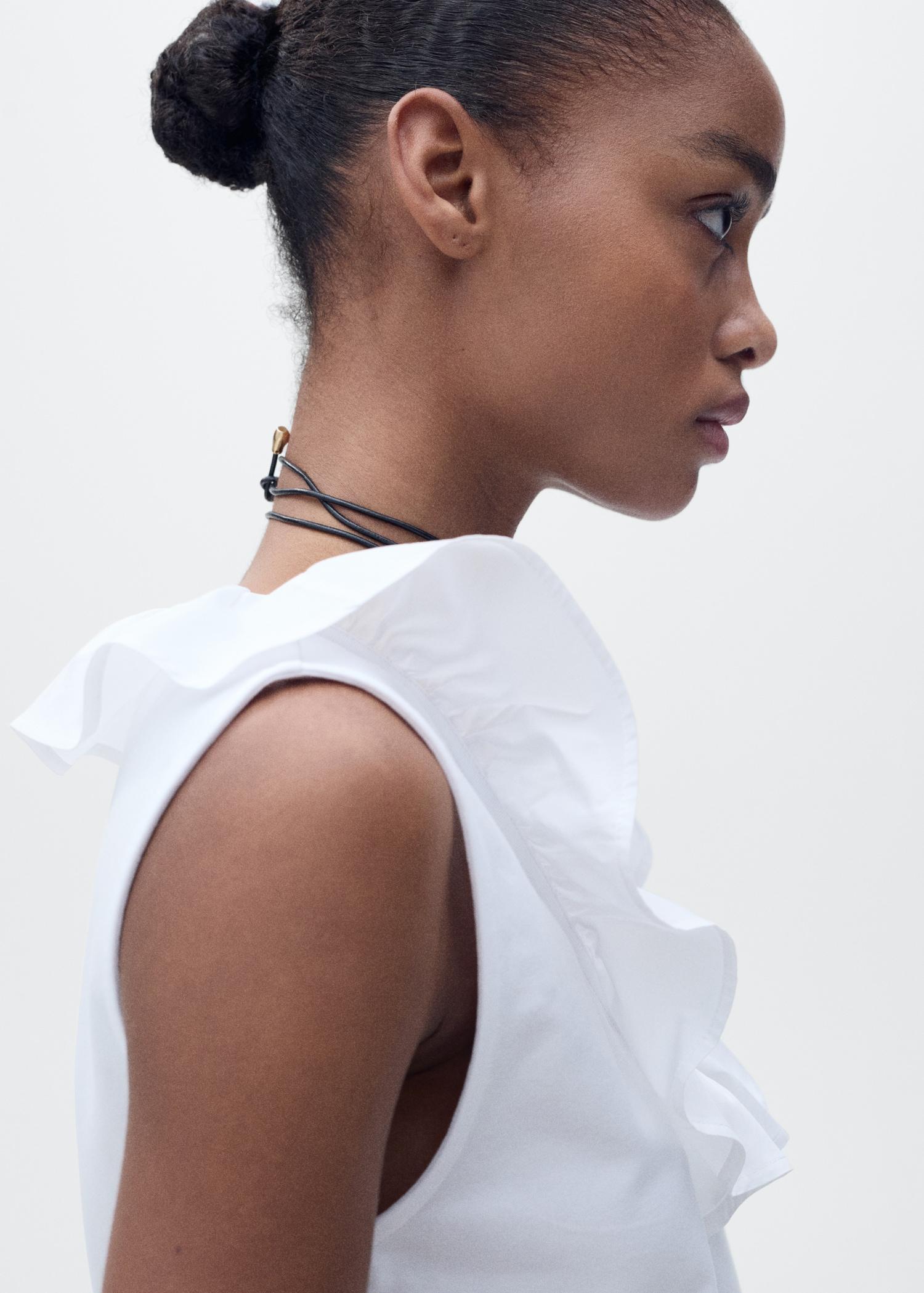 Cotton top with ruffles - Women | MANGO USA Product Image