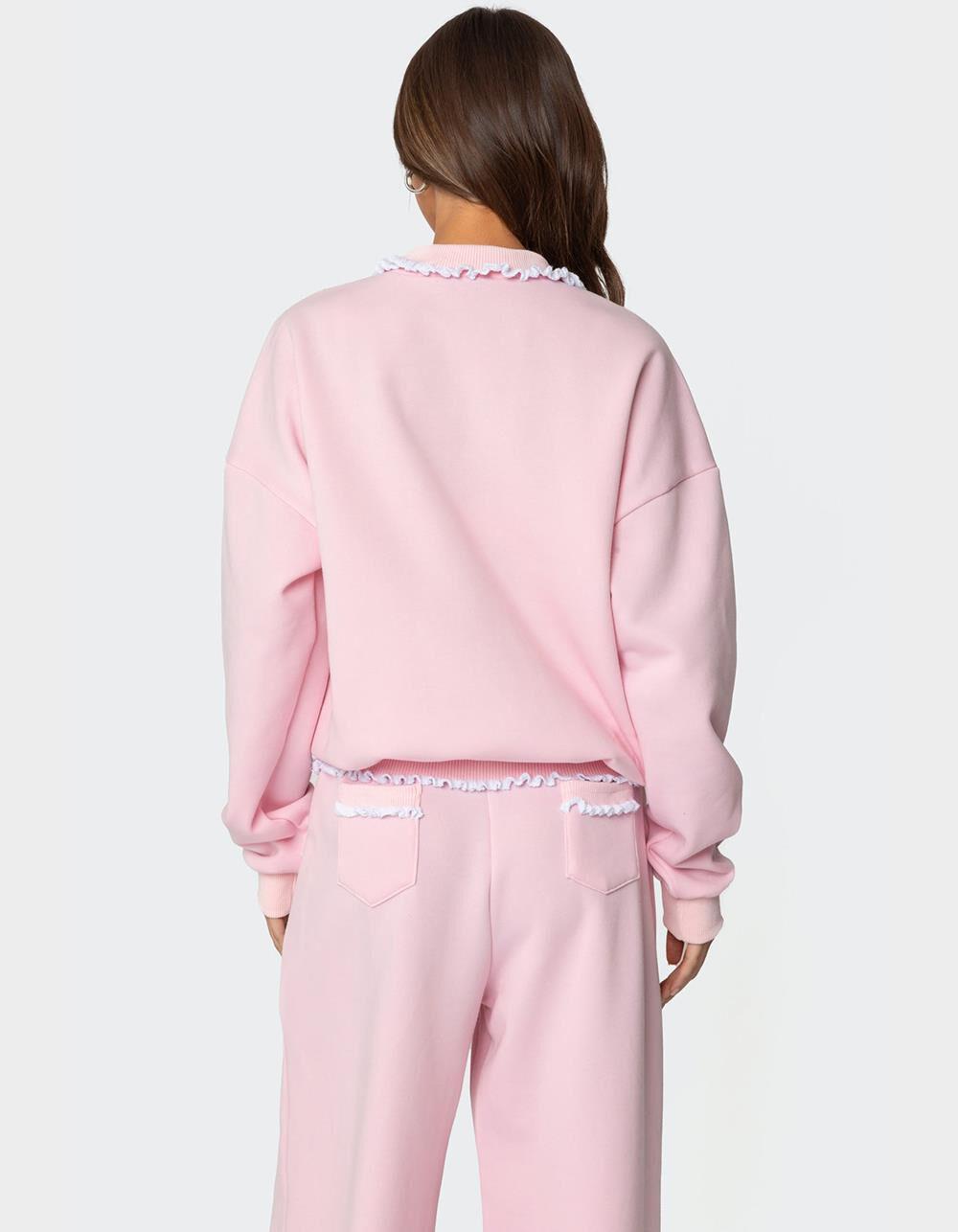 EDIKTED Ashtin Ruffle Trim Sweatshirt Product Image