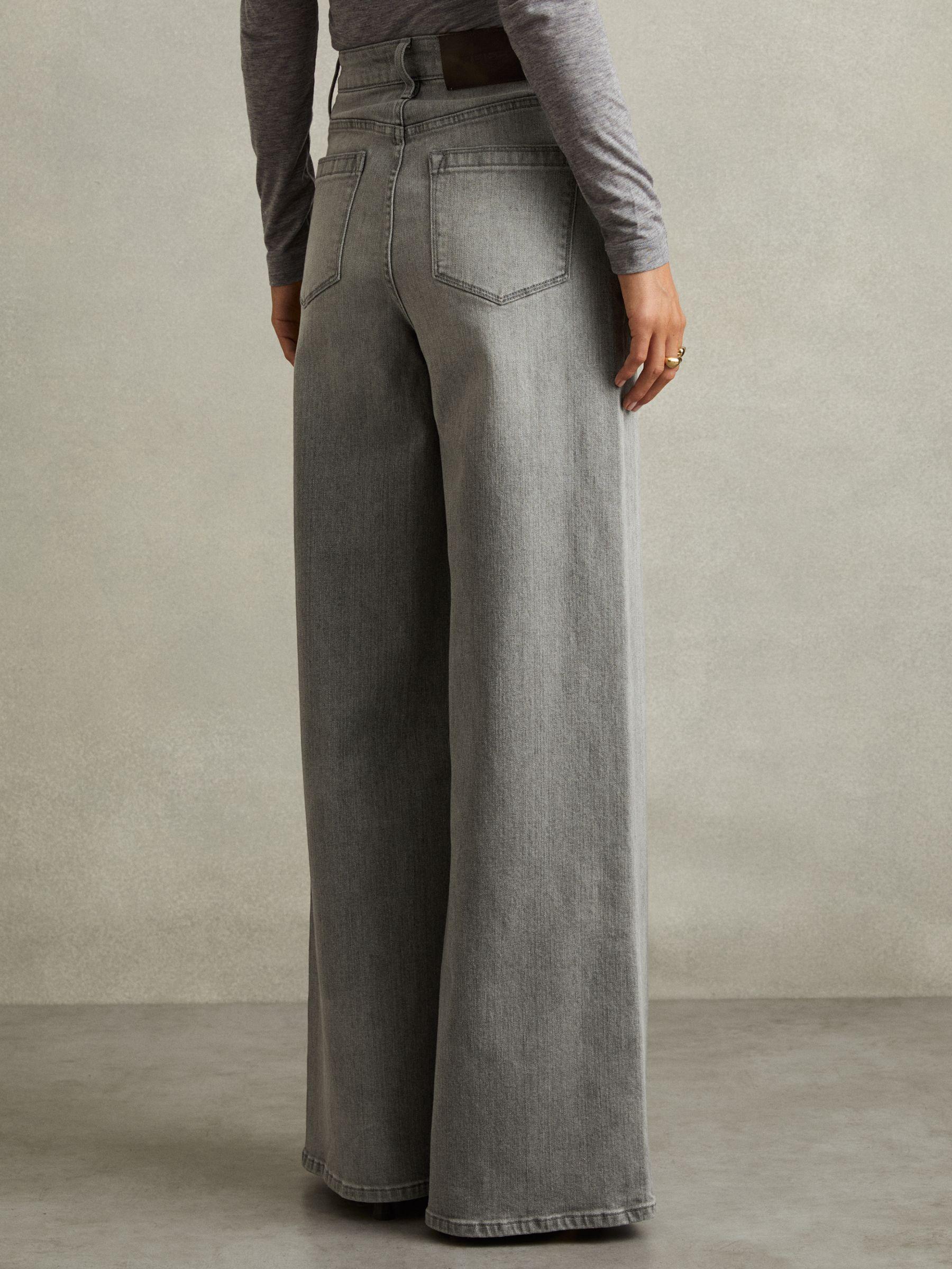 Wide Leg Jeans in Washed Grey Product Image