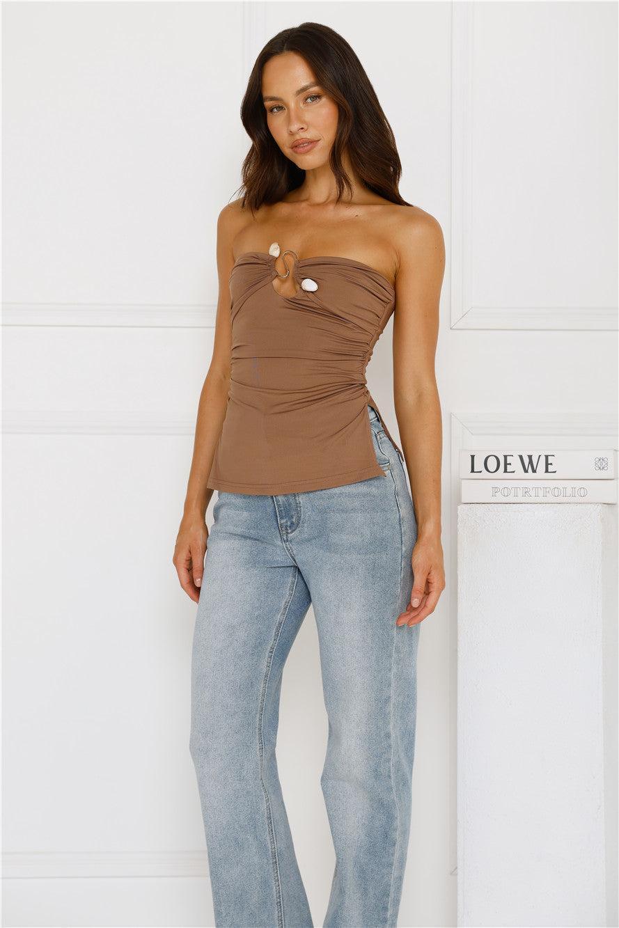 Island Heatwave Strapless Top Mocha Product Image