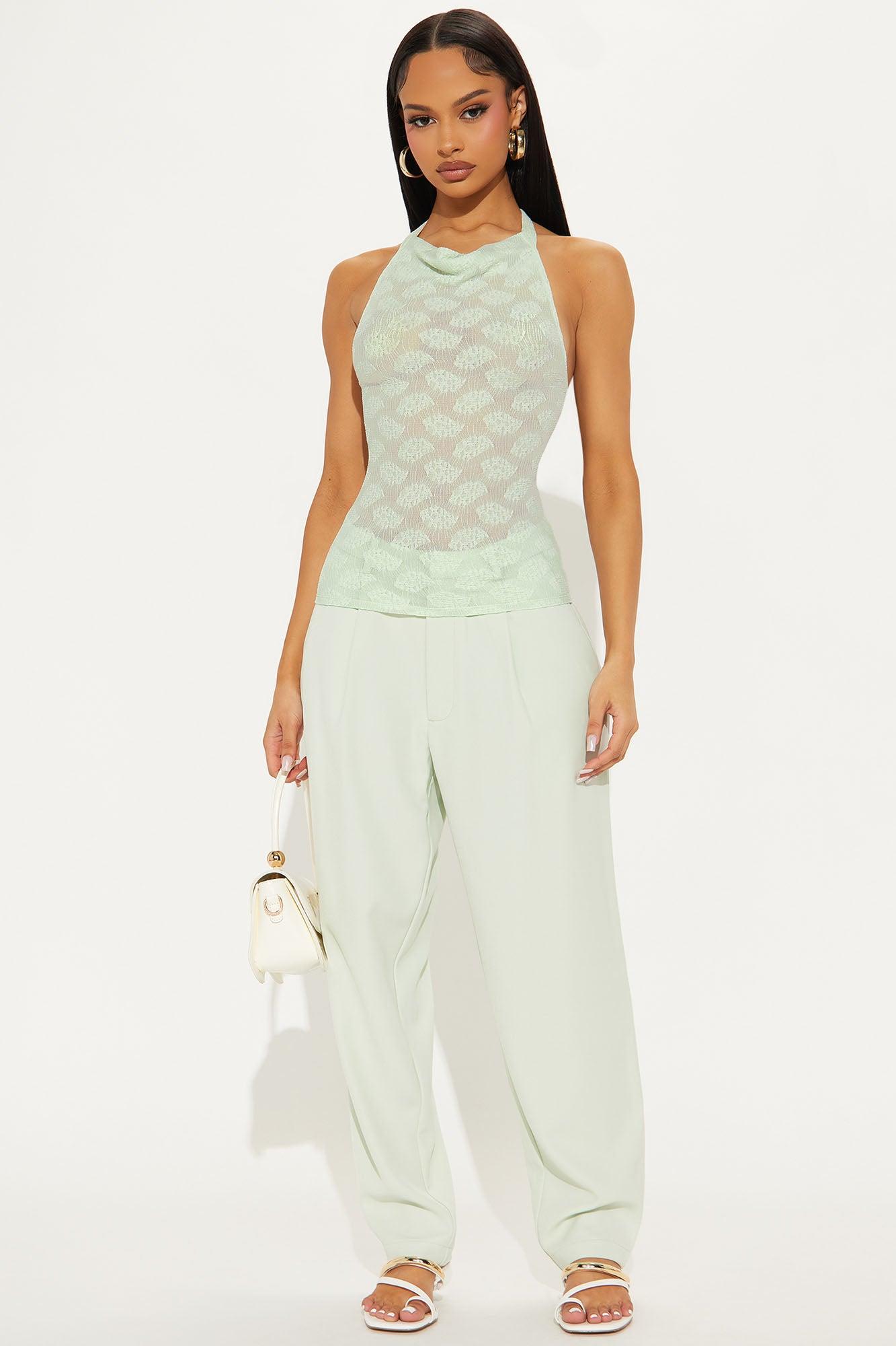 Norah High Neck Halter Top - Sage Product Image