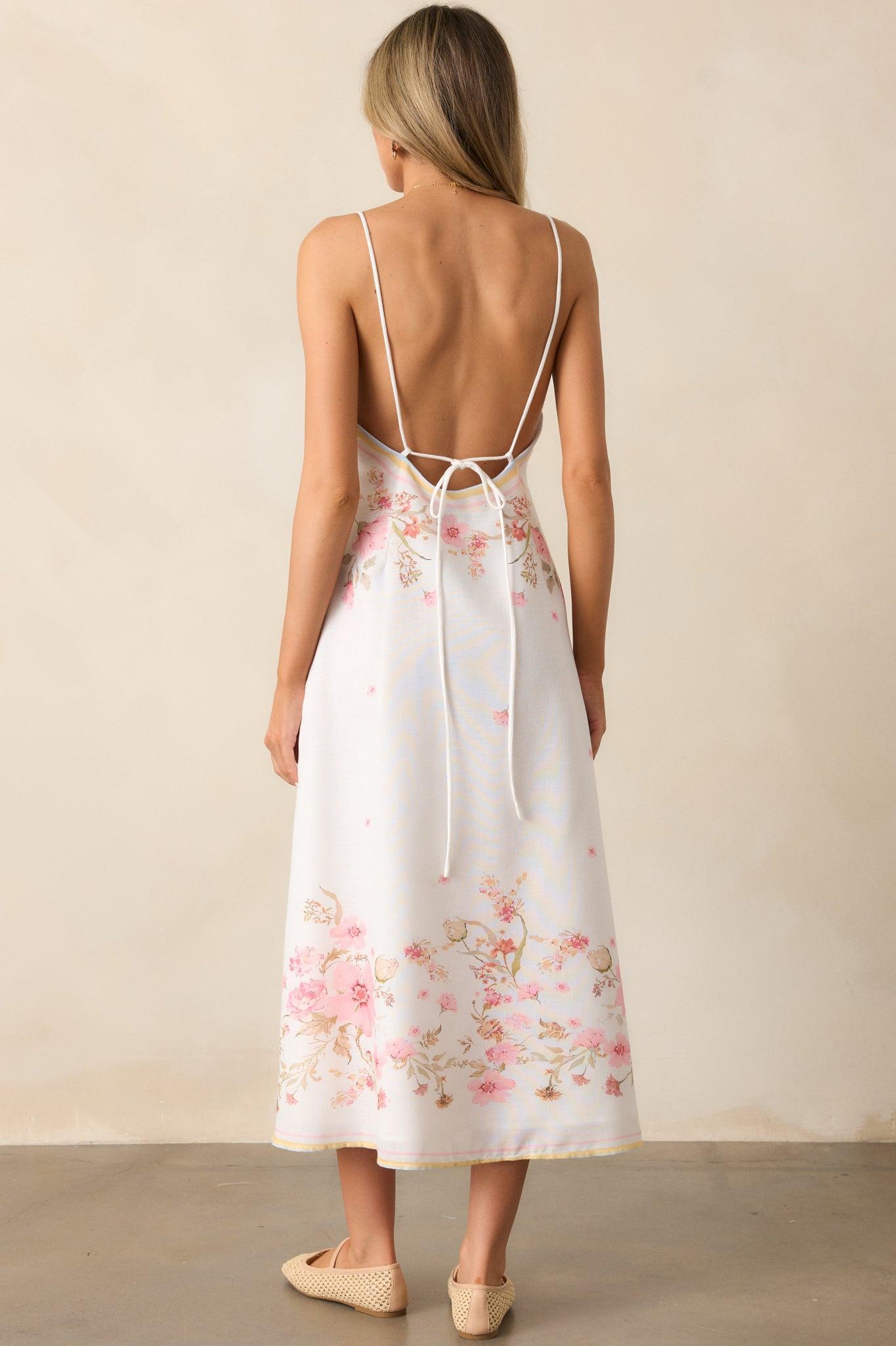 Enchanted Bloom Ivory Multi Floral Midi Dress Product Image